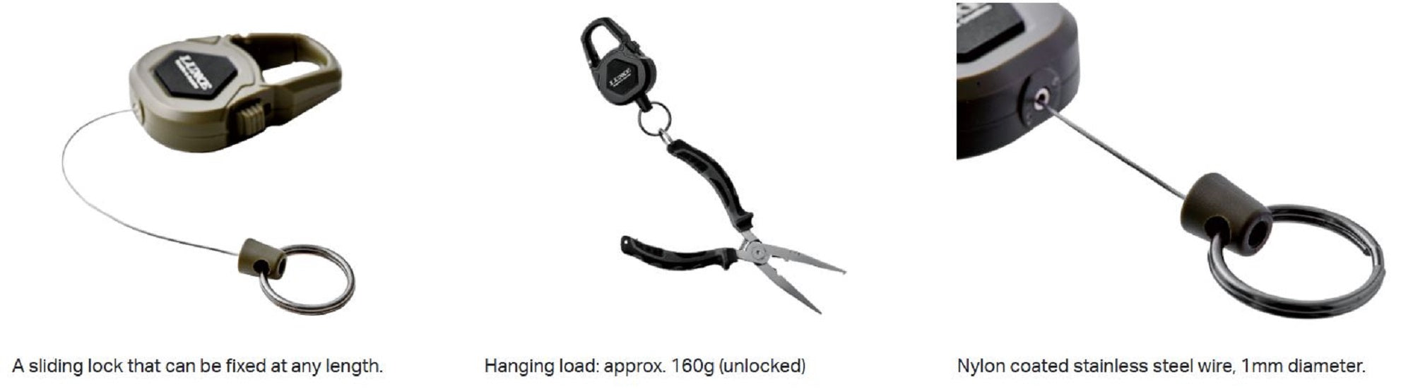 Gamakatsu LE136 Carabiner Reel Sliding Lock 70cm Black (3926)