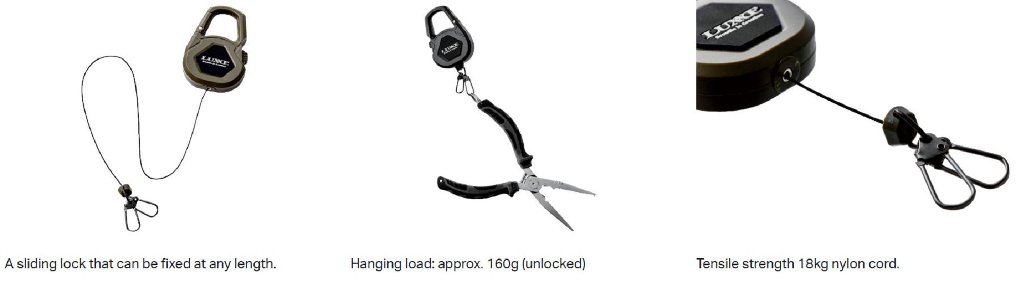 Gamakatsu LE137 Carabiner Reel Sliding Lock 100cm Black (3940)