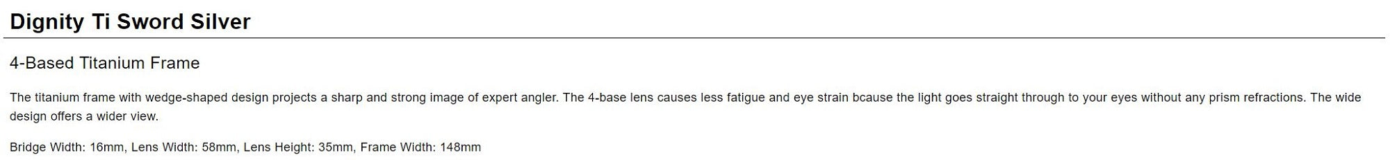 Tiemco Sight Master Sunglasses Dignity TI Sword Silver LG/SM (7141)