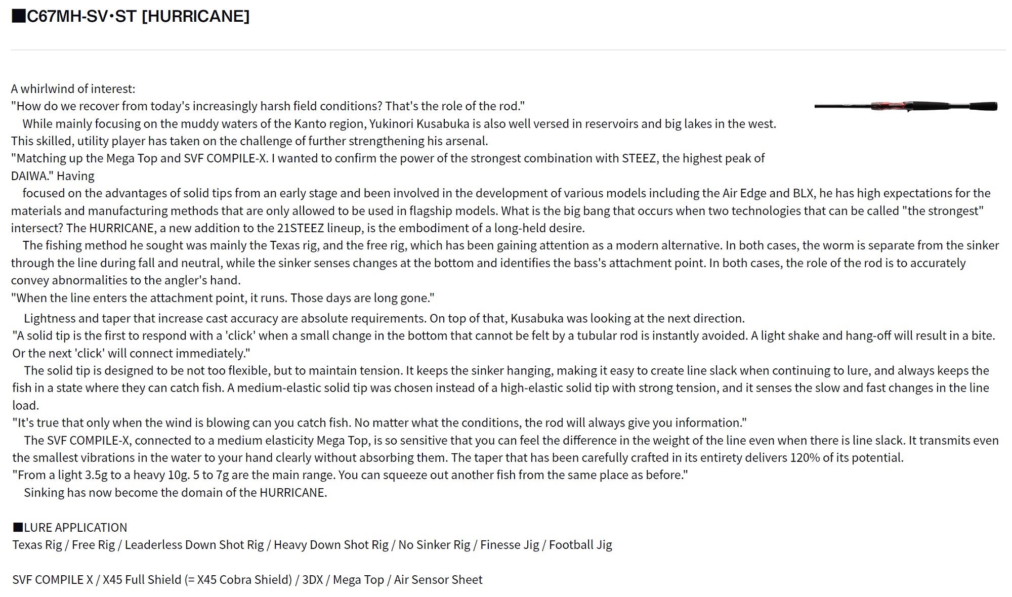 Daiwa Rod Baitcast Steez C67MH-SV ST Hurricane (6610)