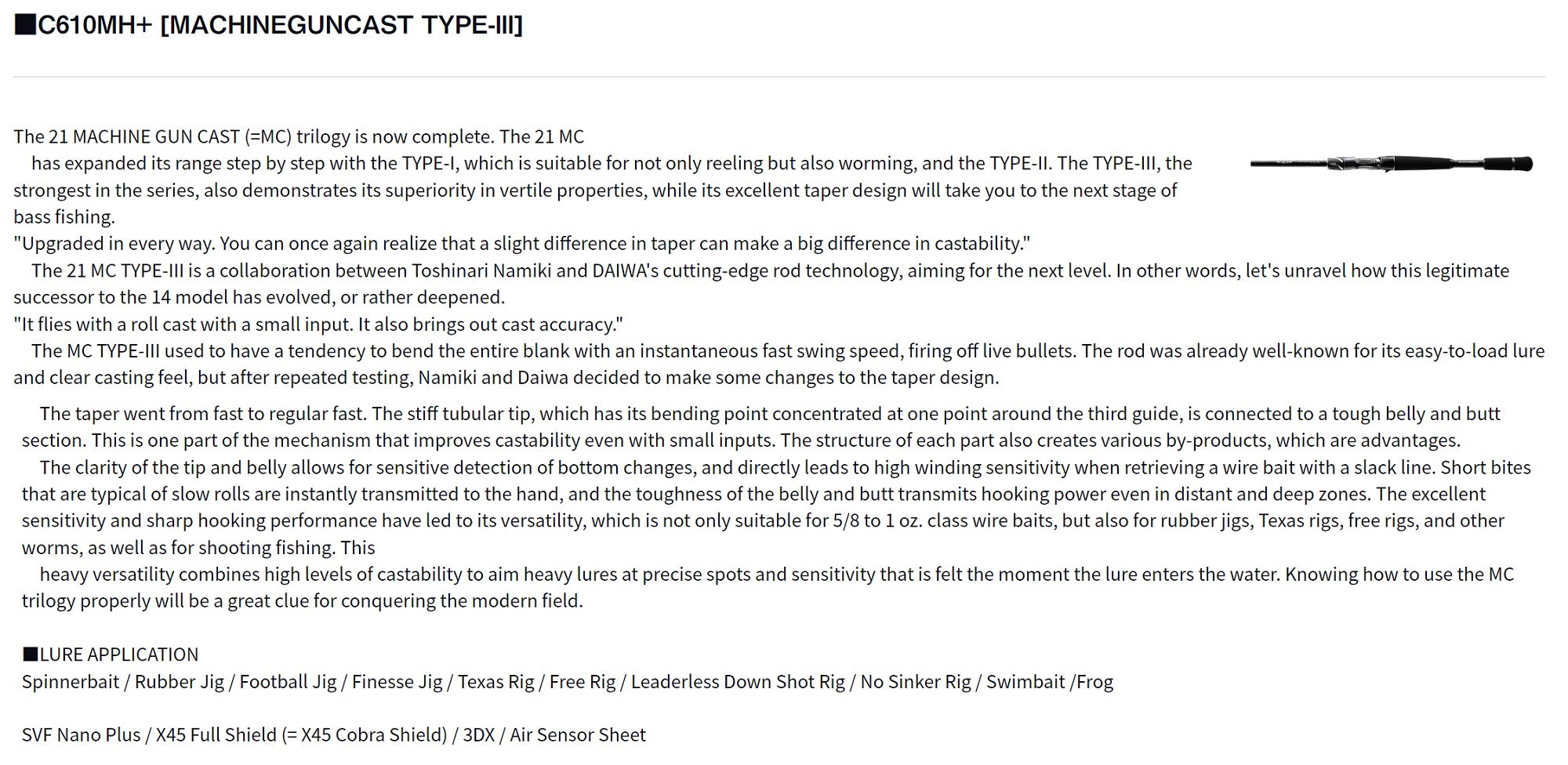 Daiwa Rod Baitcast Steez C610MH+ Machine Gun Cast Type III (6658)