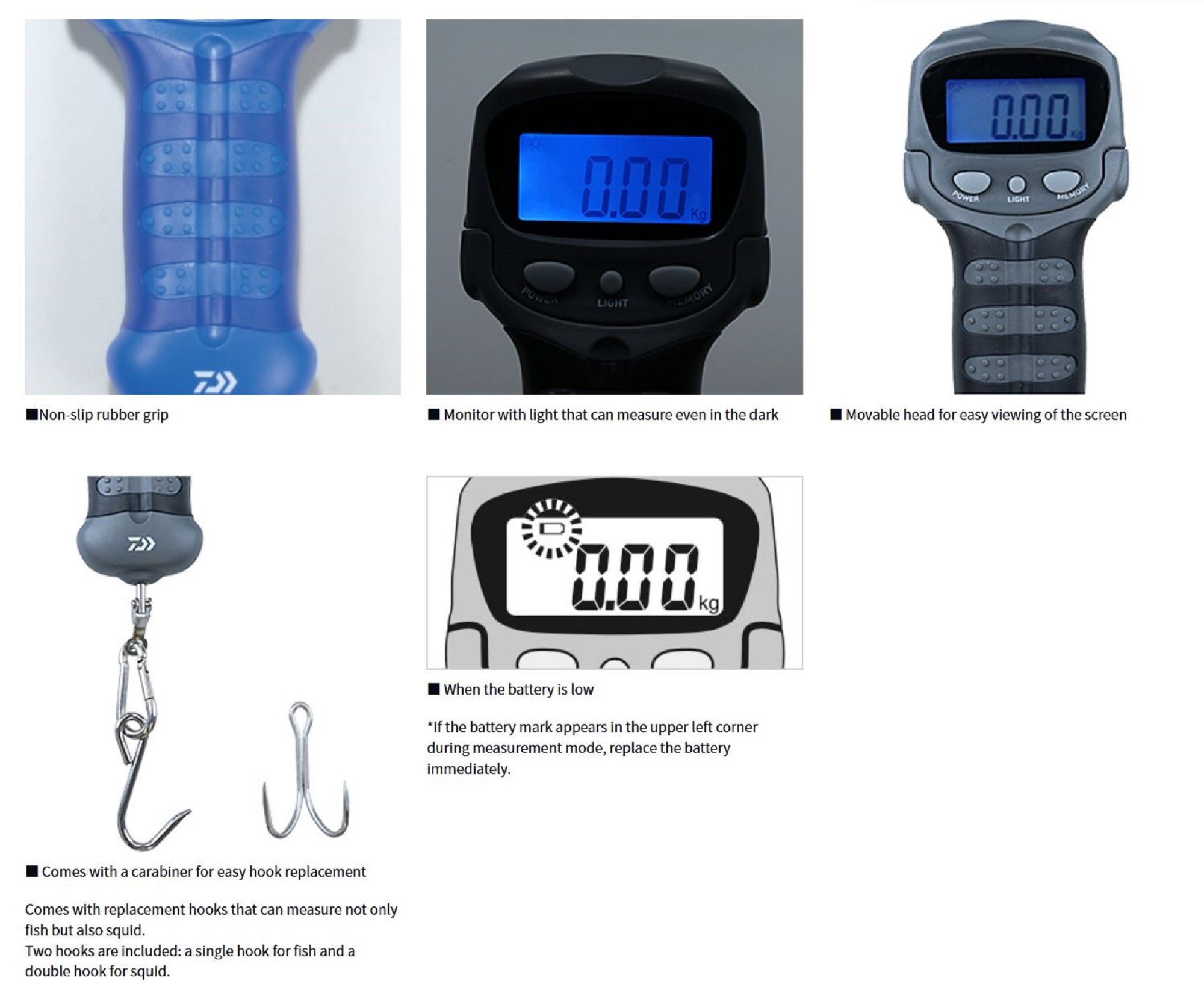 Daiwa Digital Scales 25kg 105 grams AAA Batteries Not Included Gray (5795)