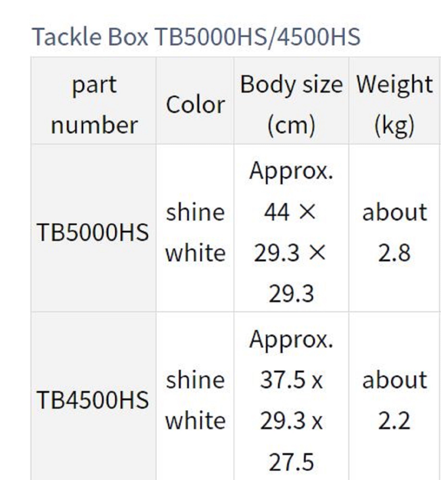 Daiwa TB-4500HS Tackle Box 370 x 290 x 270 mm White (4977)