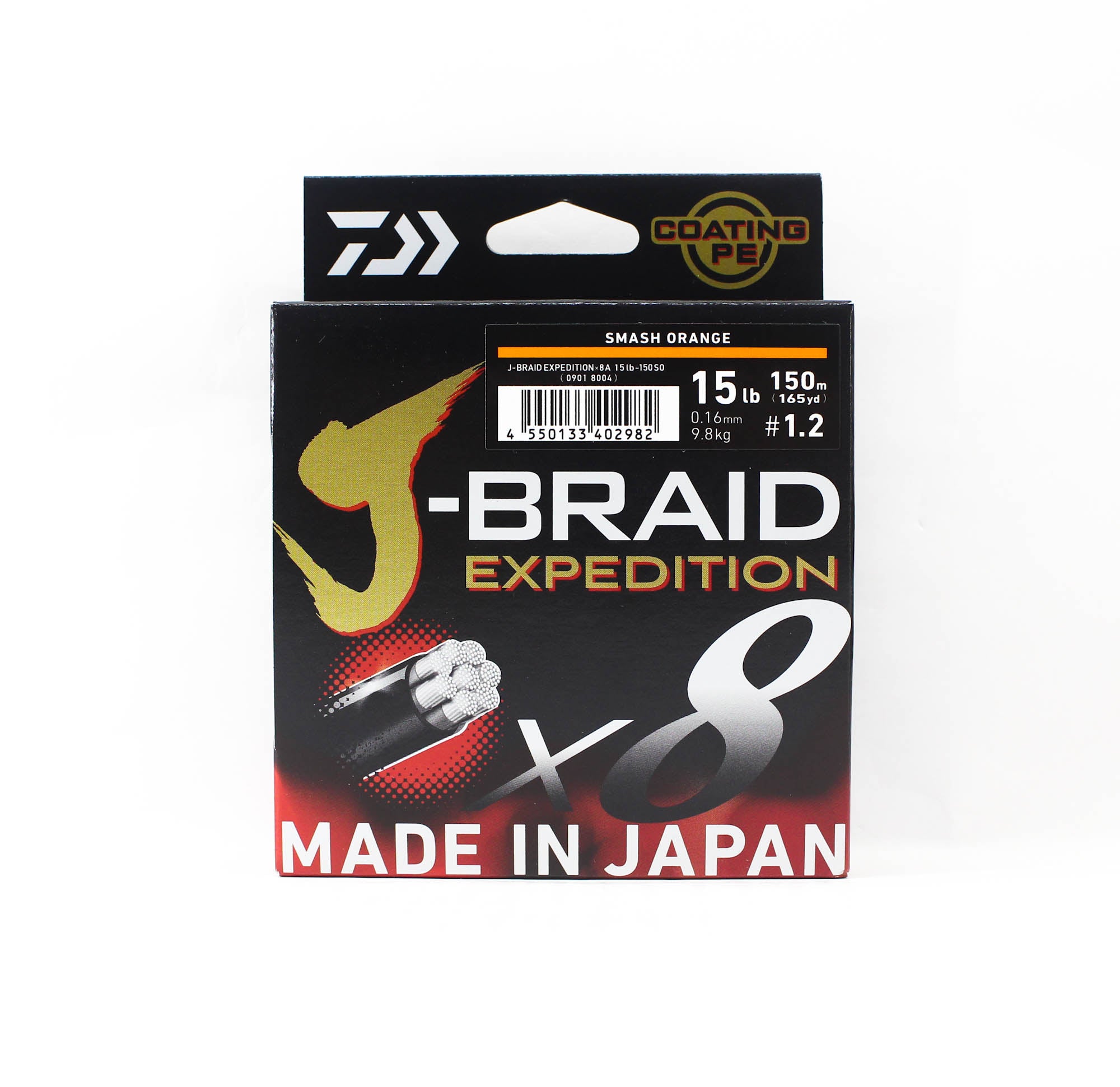Daiwa P.E Line J Braid Expedition X8 150m 15lb Smash Orange (2982)