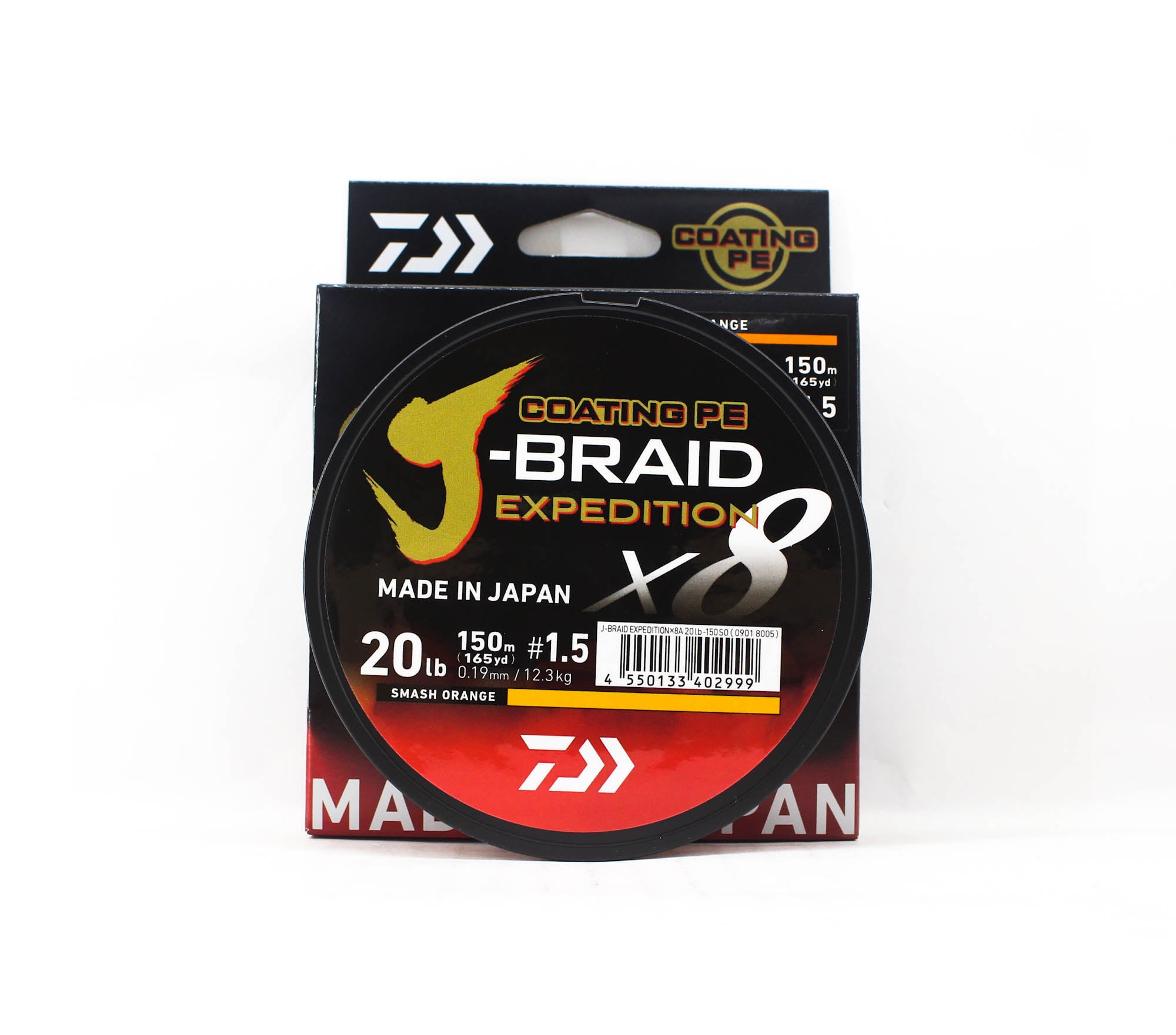 Daiwa P.E Line J Braid Expedition X8 150m 20lb Smash Orange (2999)