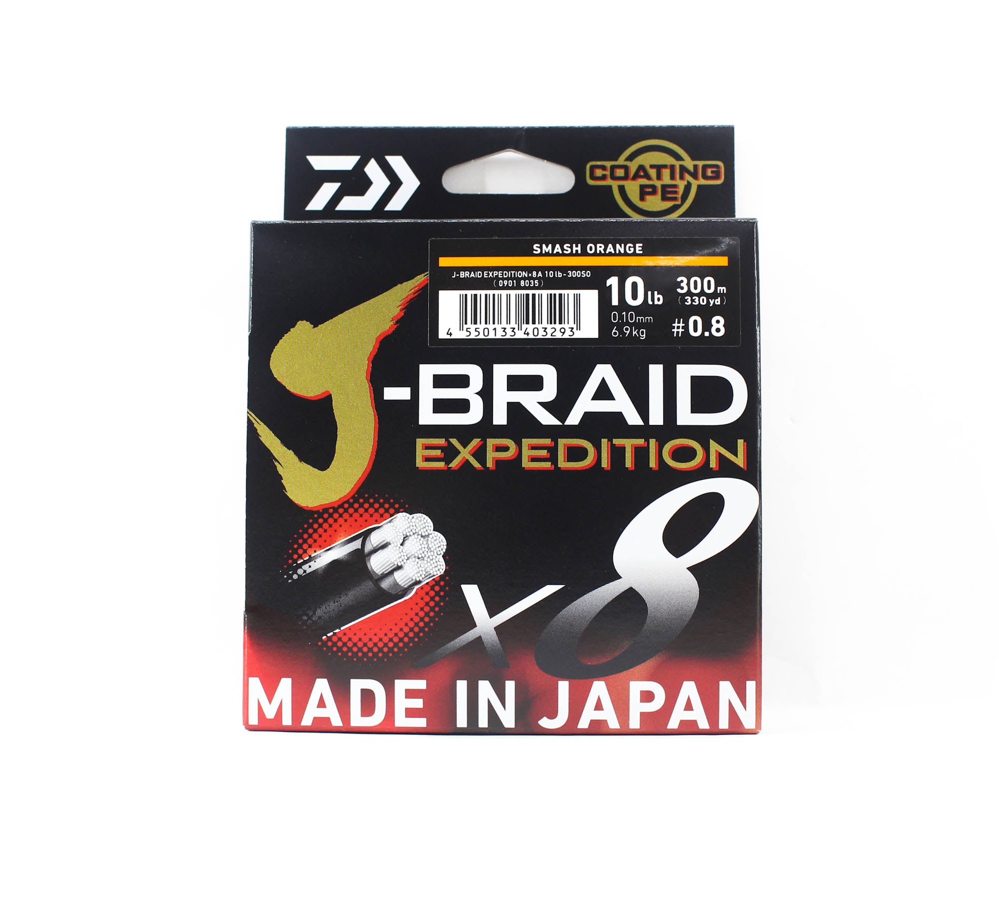 Daiwa P.E Line J Braid Expedition X8 300m 10lb Smash Orange (3293)