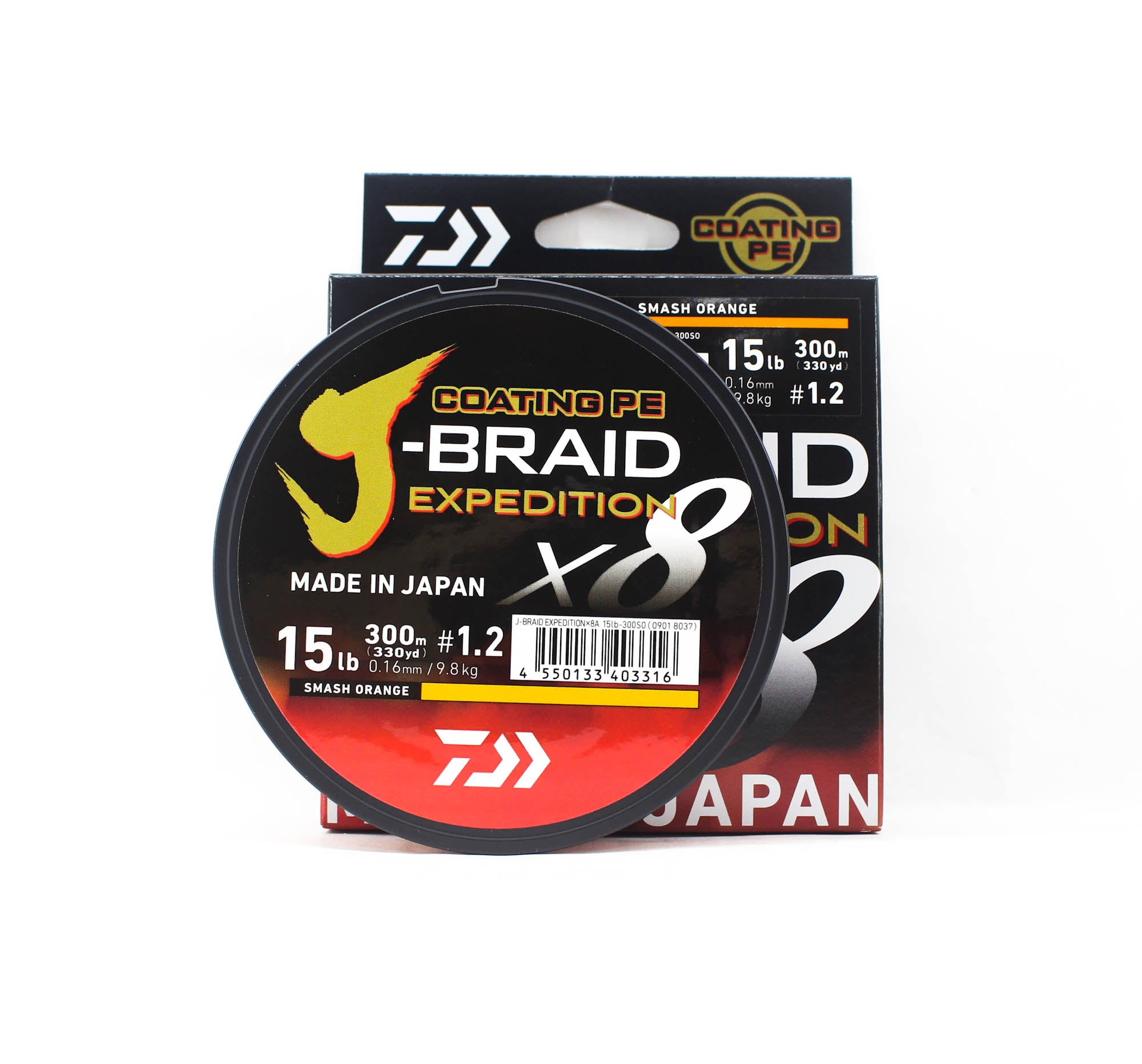 Daiwa P.E Line J Braid Expedition X8 300m 15lb Smash Orange (3316)