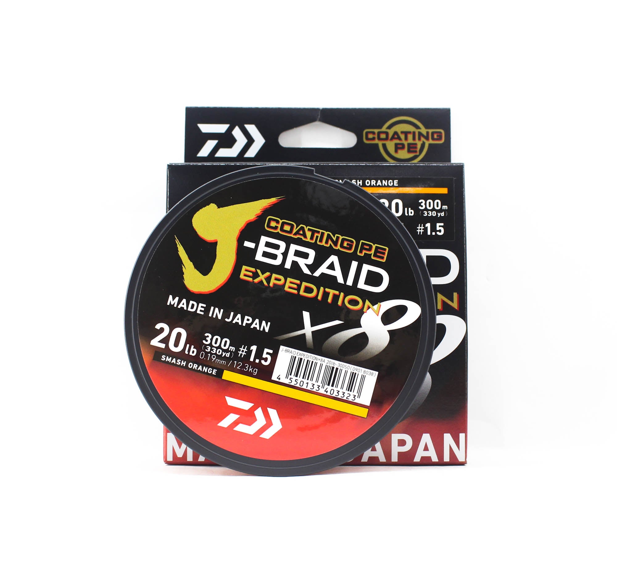 Daiwa P.E Line J Braid Expedition X8 300m 20lb Smash Orange (3323)