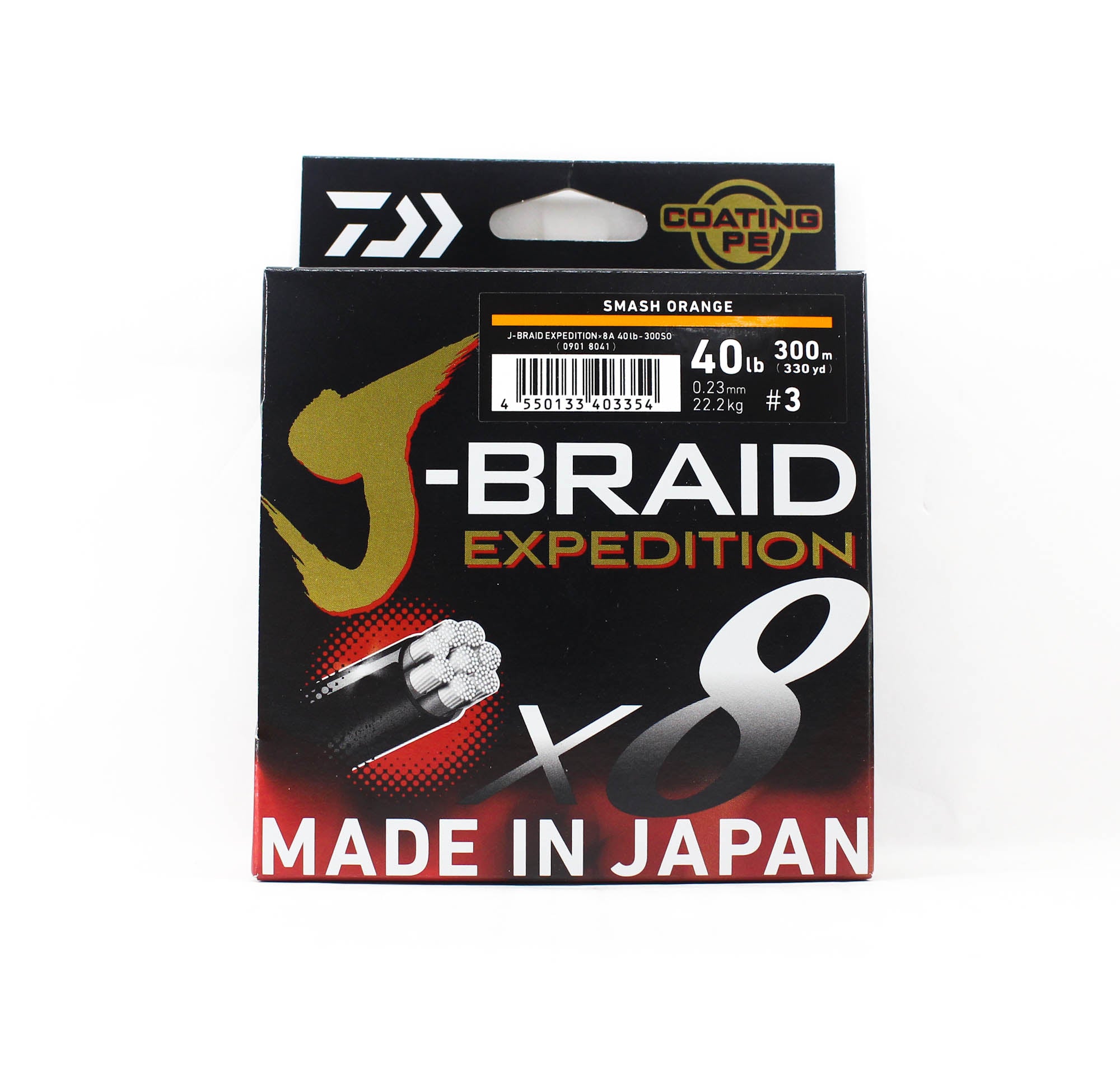 Daiwa P.E Line J Braid Expedition X8 300m 40lb Smash Orange (3354)