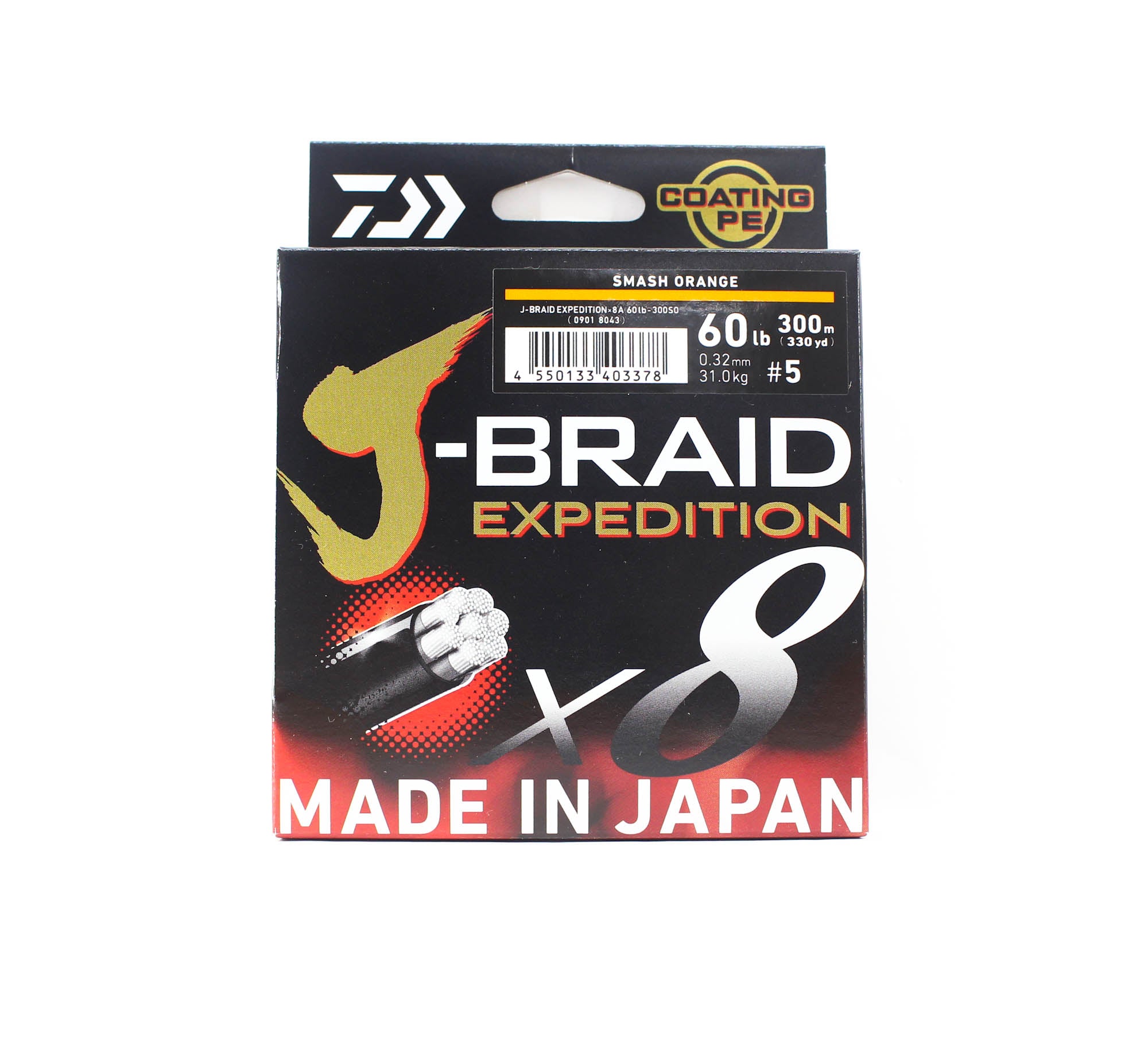 Daiwa P.E Line J Braid Expedition X8 300m 60lb Smash Orange (3378)