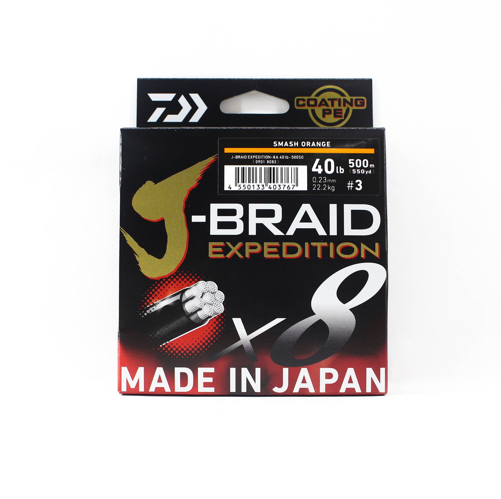 Daiwa P.E Line J Braid Expedition X8 500m 40lb Smash Orange (3767)