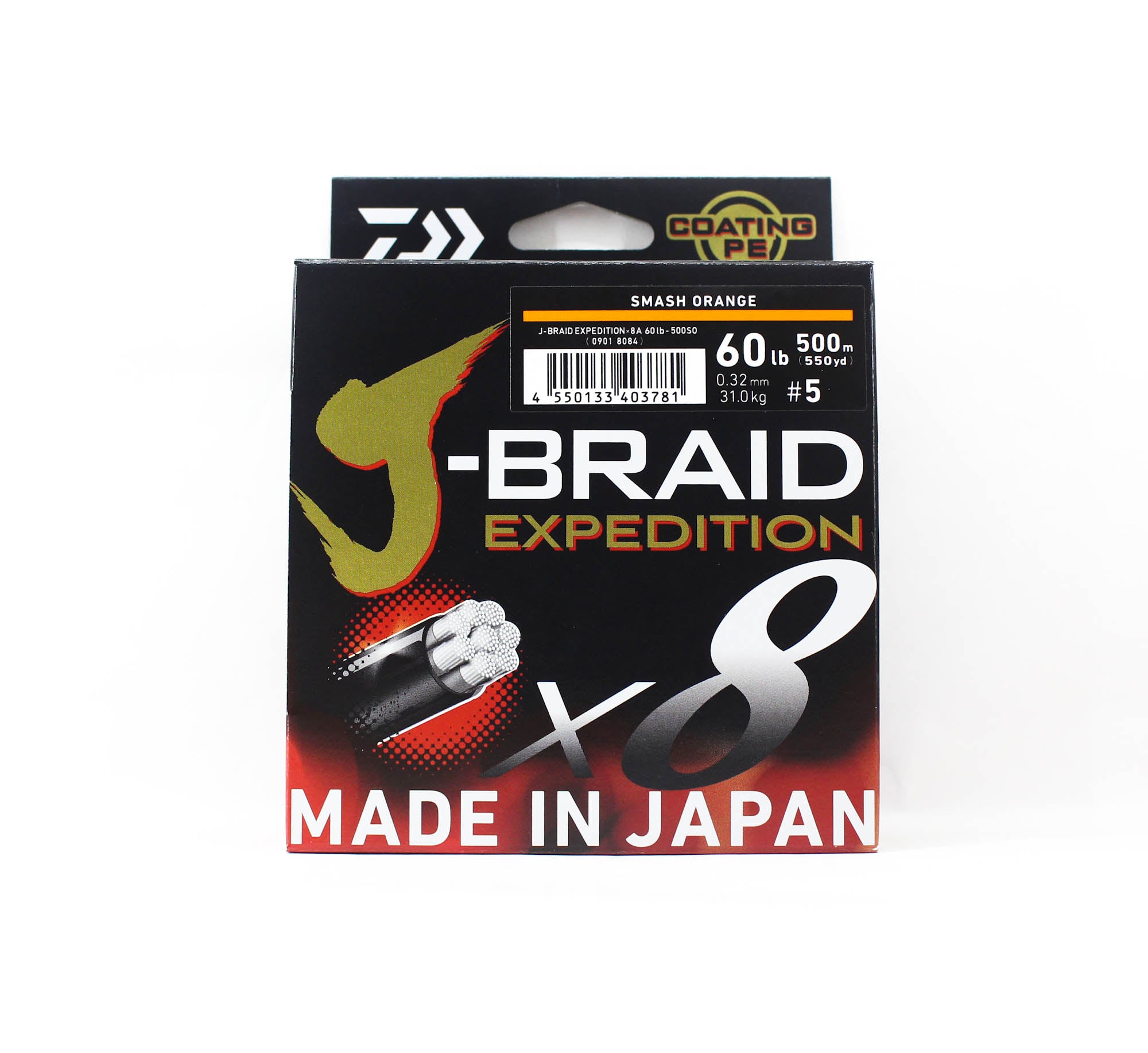 Daiwa P.E Line J Braid Expedition X8 500m 60lb Smash Orange (3781)