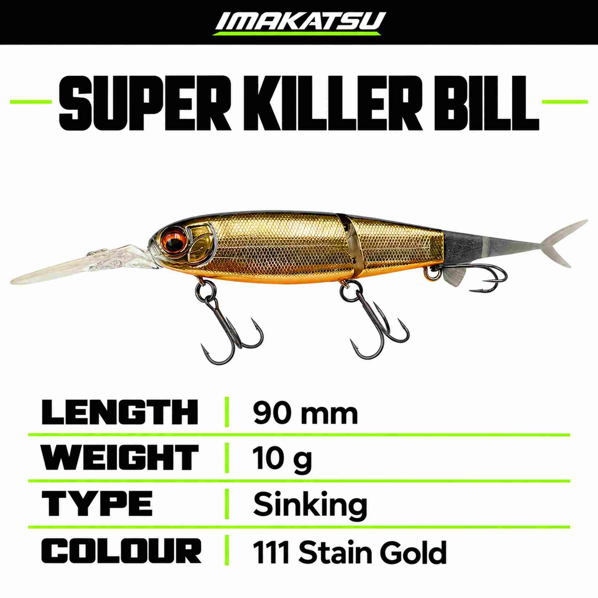 Imakatsu Super Killer Bill 90mm 10 grams Sinking Lure 111 (7486)