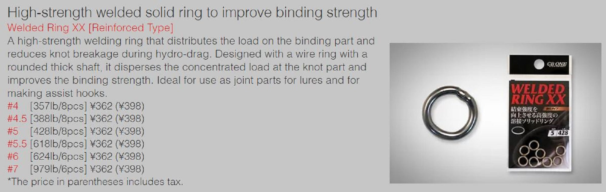 CB One Welded Ring XX Size 4 357lb 8 per pack (6700)