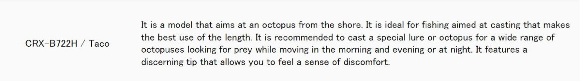 Major Craft Crostage Series Baitcast Rod CRX B722H Taco (2815)