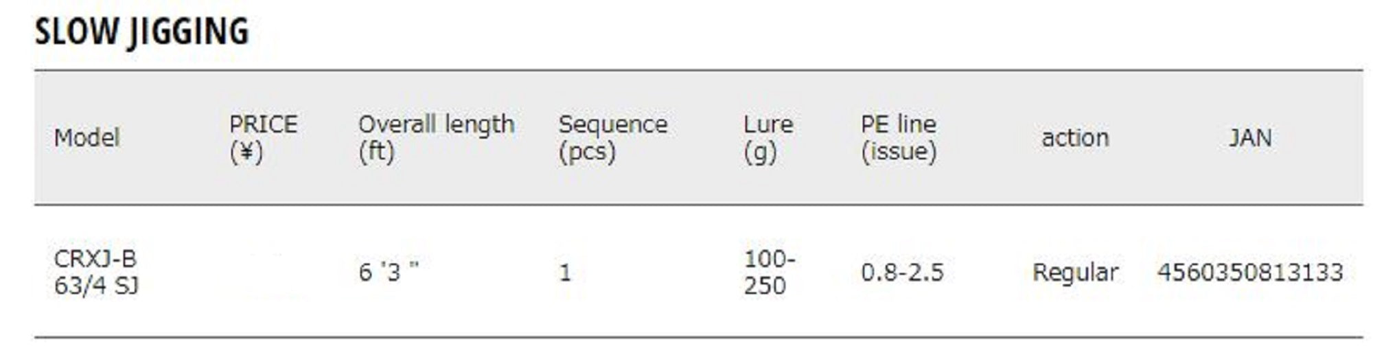 Major Craft Crostage Series Baitcast Rod CRXJ B63/4 SJ Slow Jigging (3133)