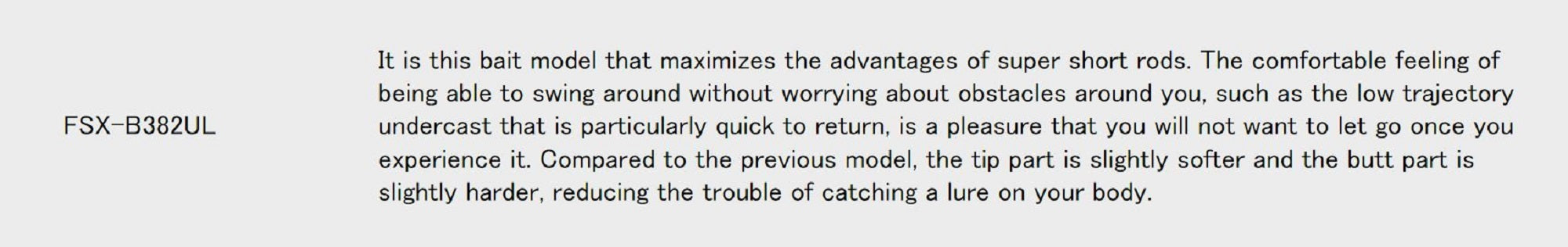 Major Craft Fine Tail Series Baitcast Rod FSX B382 UL (1831)