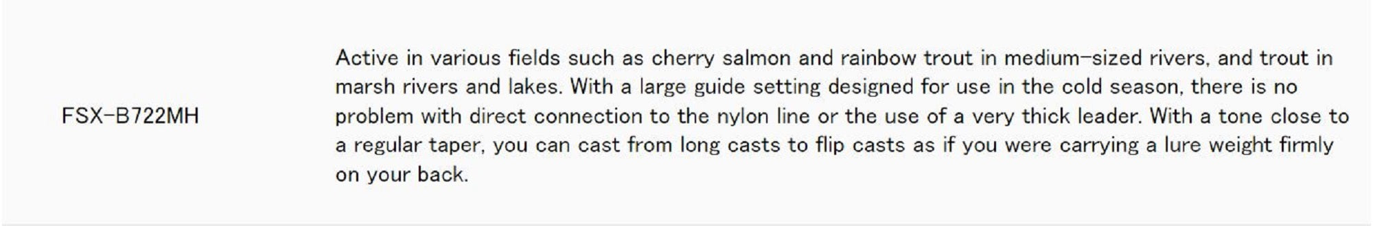 Major Craft Fine Tail Series Baitcast Rod FSX B722MH (1886)