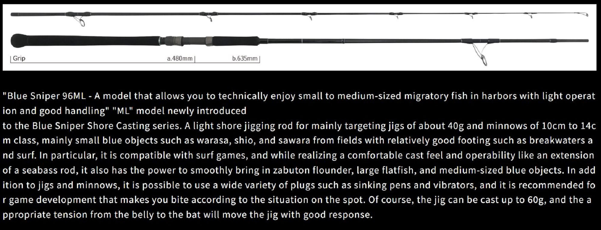 Sale Yamaga Rod Spinning Shore Casting Model Blue Sniper BS-96ML (5986)