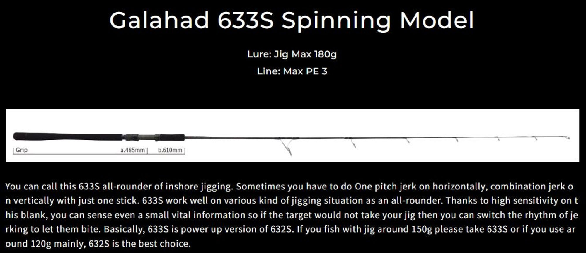 Yamaga Rod Spinning Jigging Model Galahad Basic GA-633S (7317)