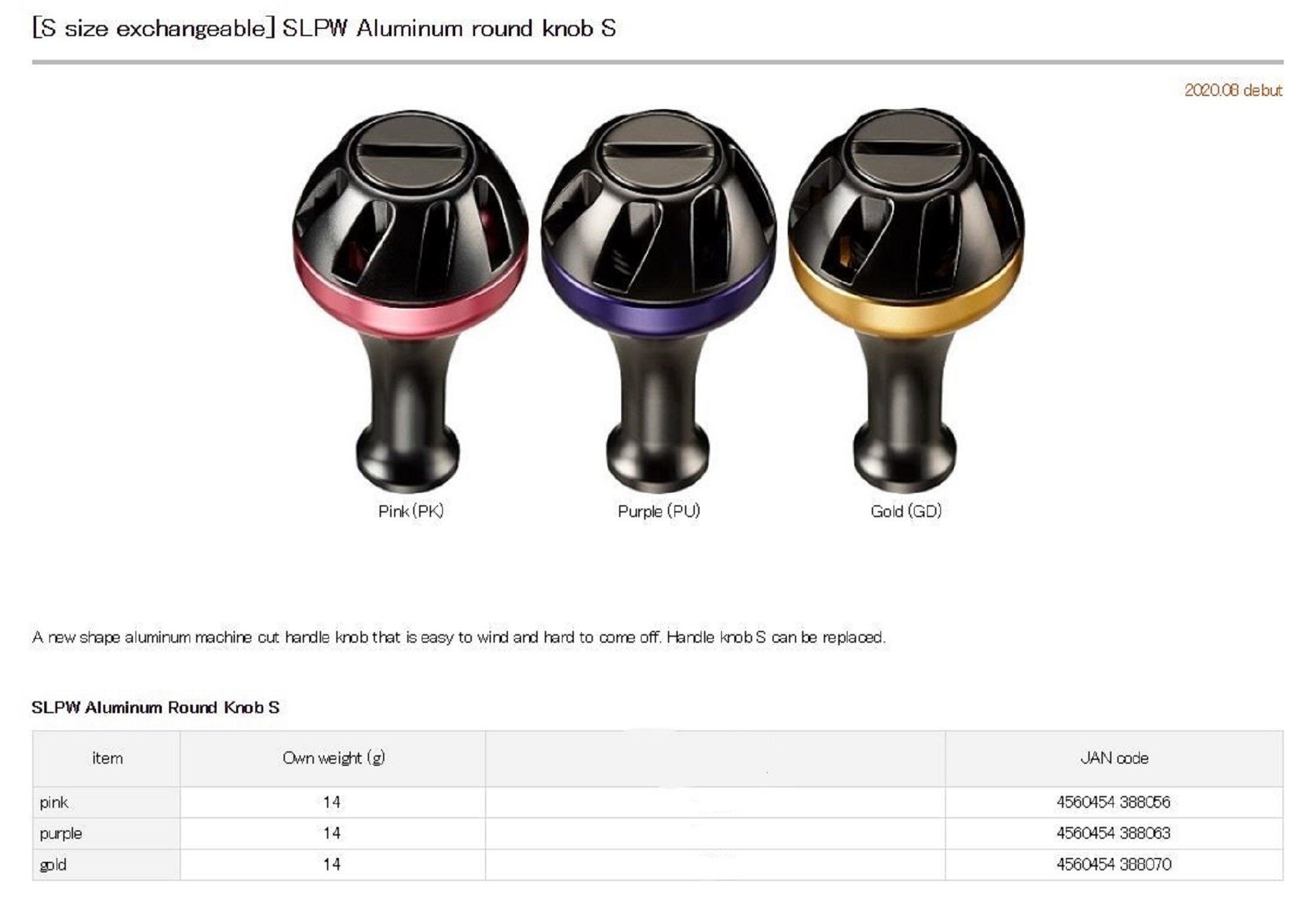 Sale Daiwa SLPW Aluminium Round Knob Size S Gold (8070)