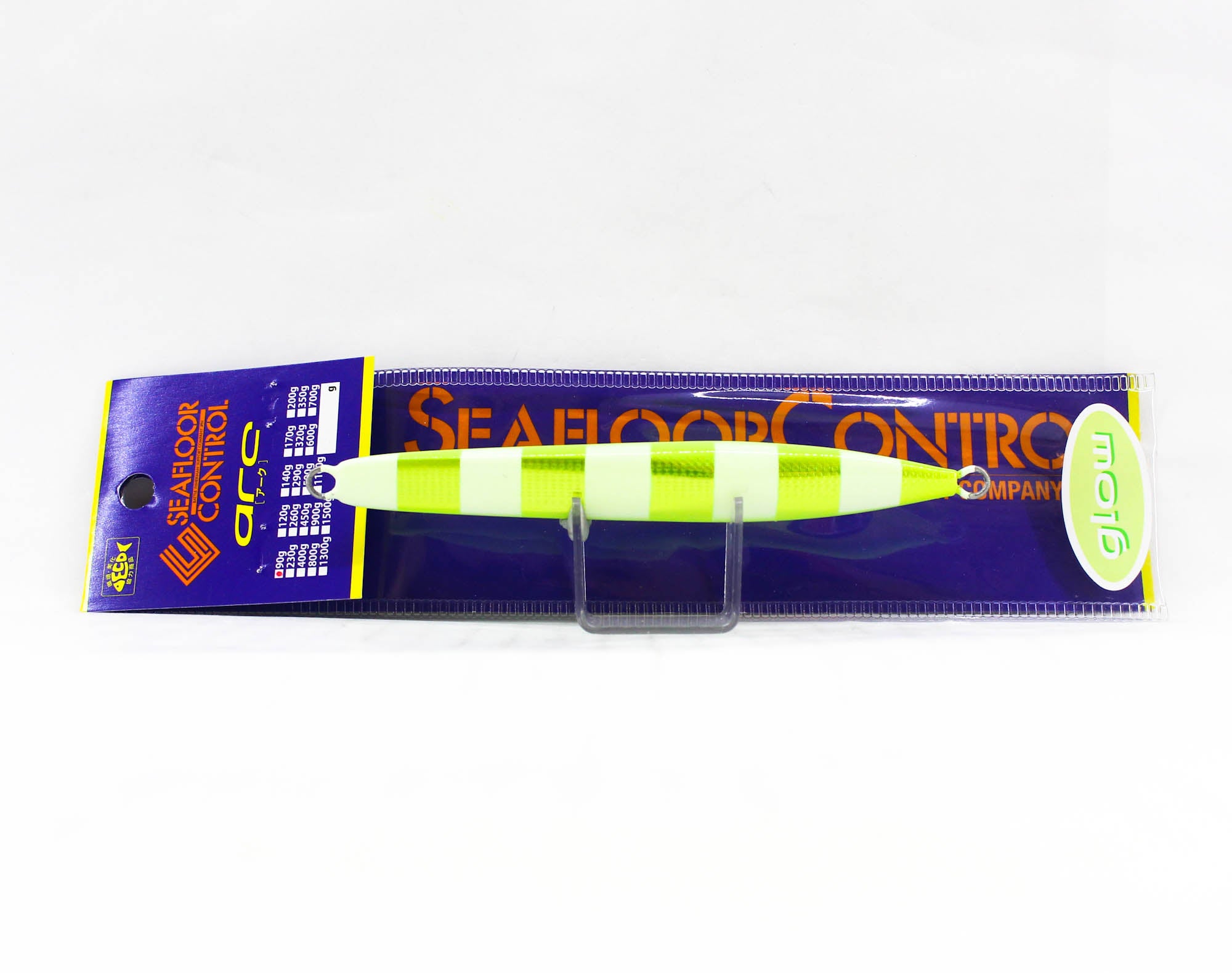 Seafloor Control Metal Jig Arc 90 grams Chart Yellow Zebra Glow GR (0968)