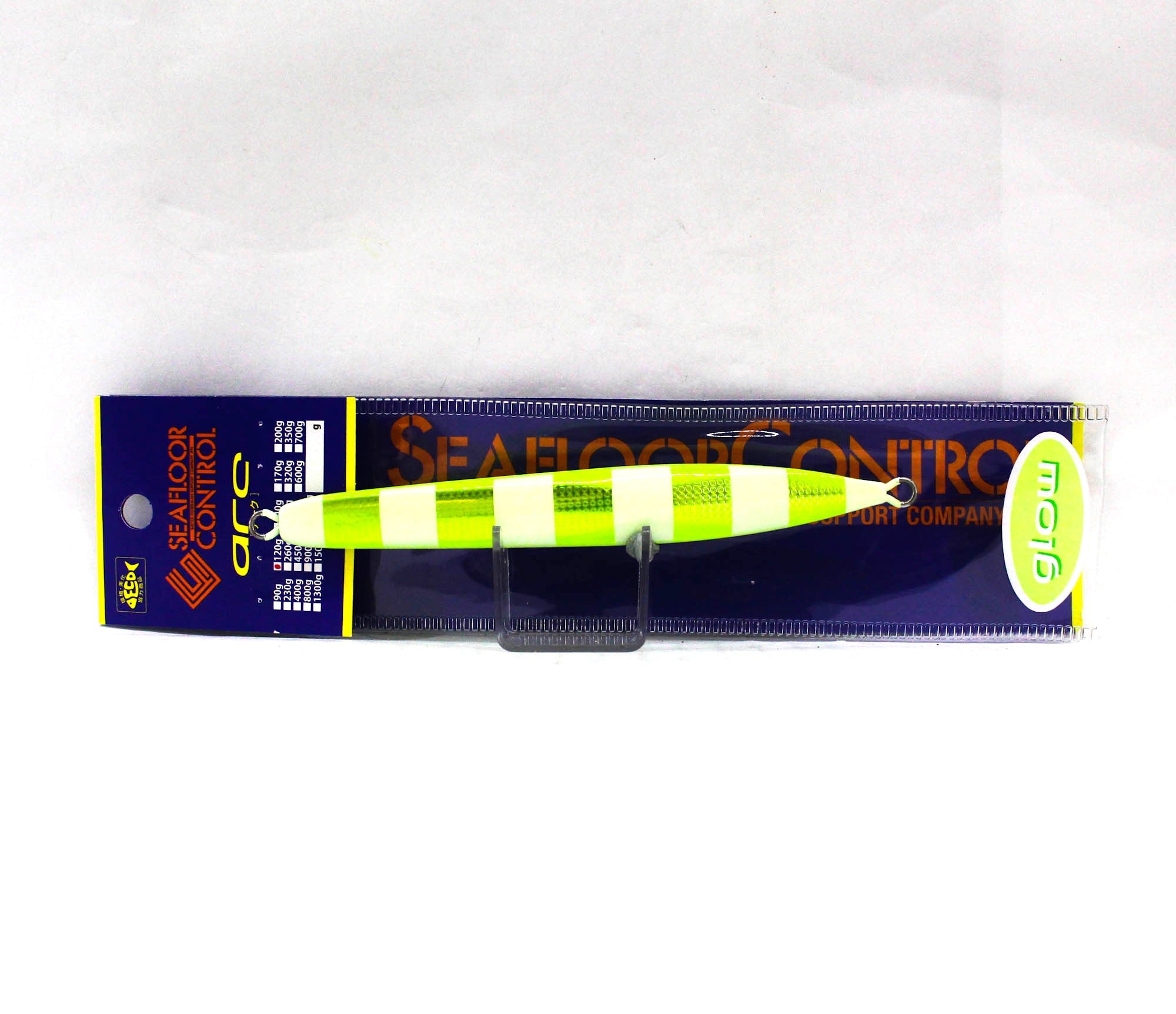 Seafloor Control Metal Jig Arc 120 grams Chart Yellow Zebra Glow GR (0975)