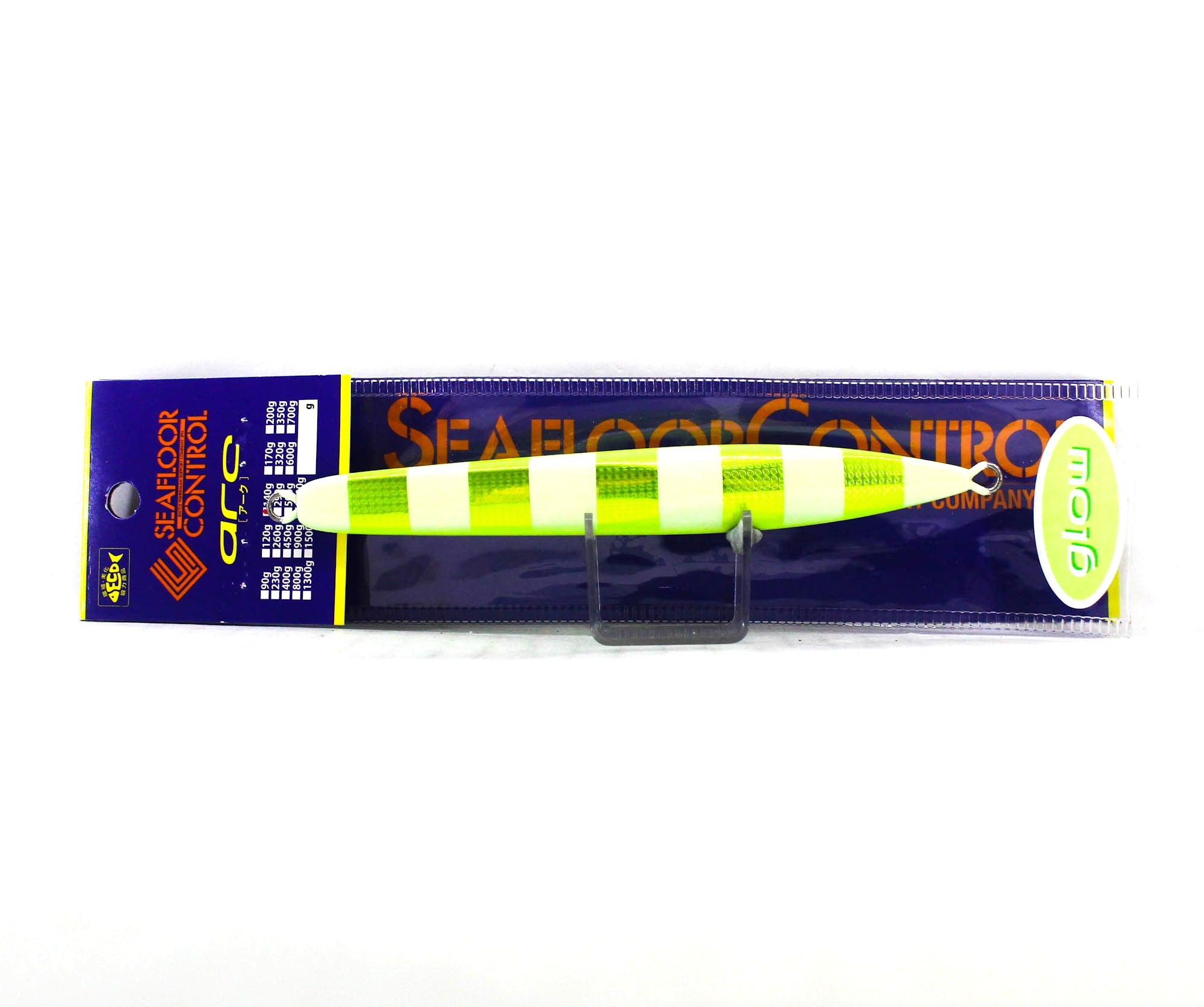 Seafloor Control Metal Jig Arc 140 grams Chart Yellow Zebra Glow GR (0982)