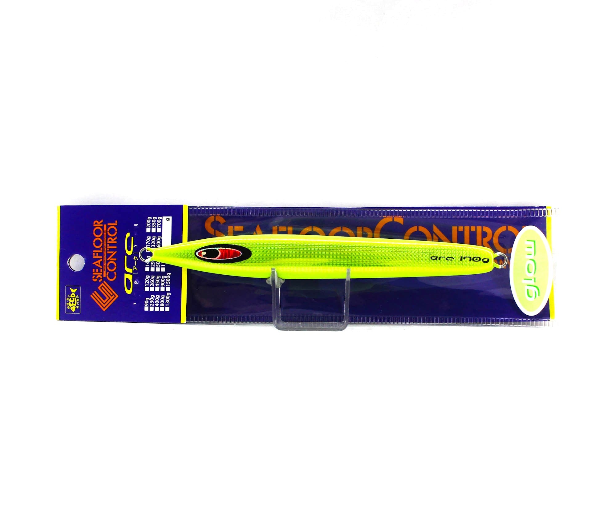 Seafloor Control Metal Jig Arc 170 grams Chart Yellow Zebra Glow GR (0999)