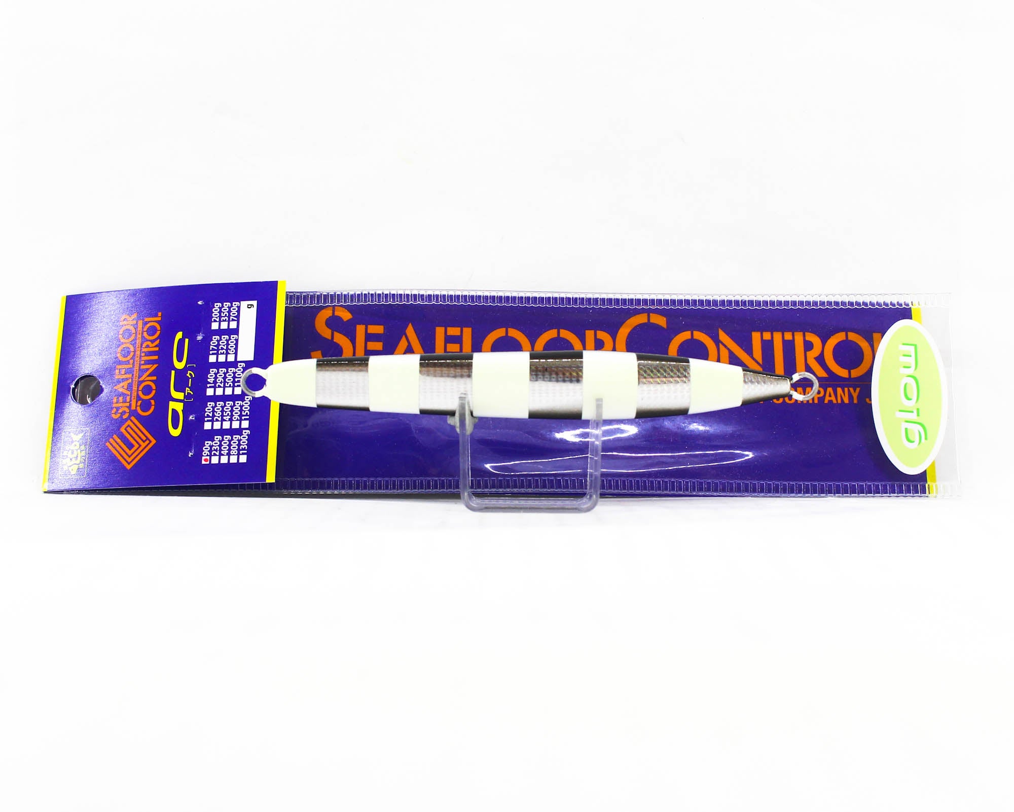 Seafloor Control Metal Jig Arc 90 grams Silver Black Zebra Glow GR (0646)