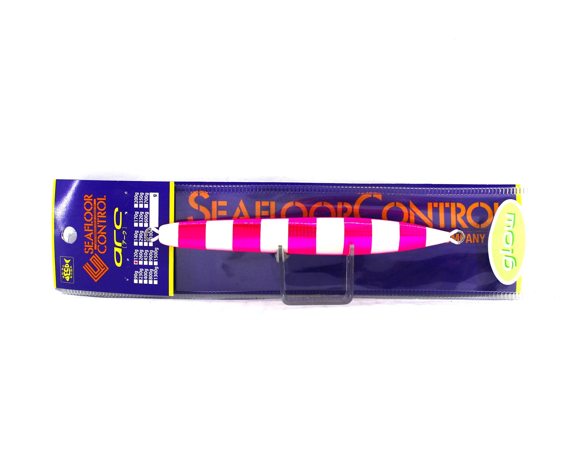 Seafloor Control Metal Jig Arc 120 grams Chart Pink Zebra Glow GR (0905)