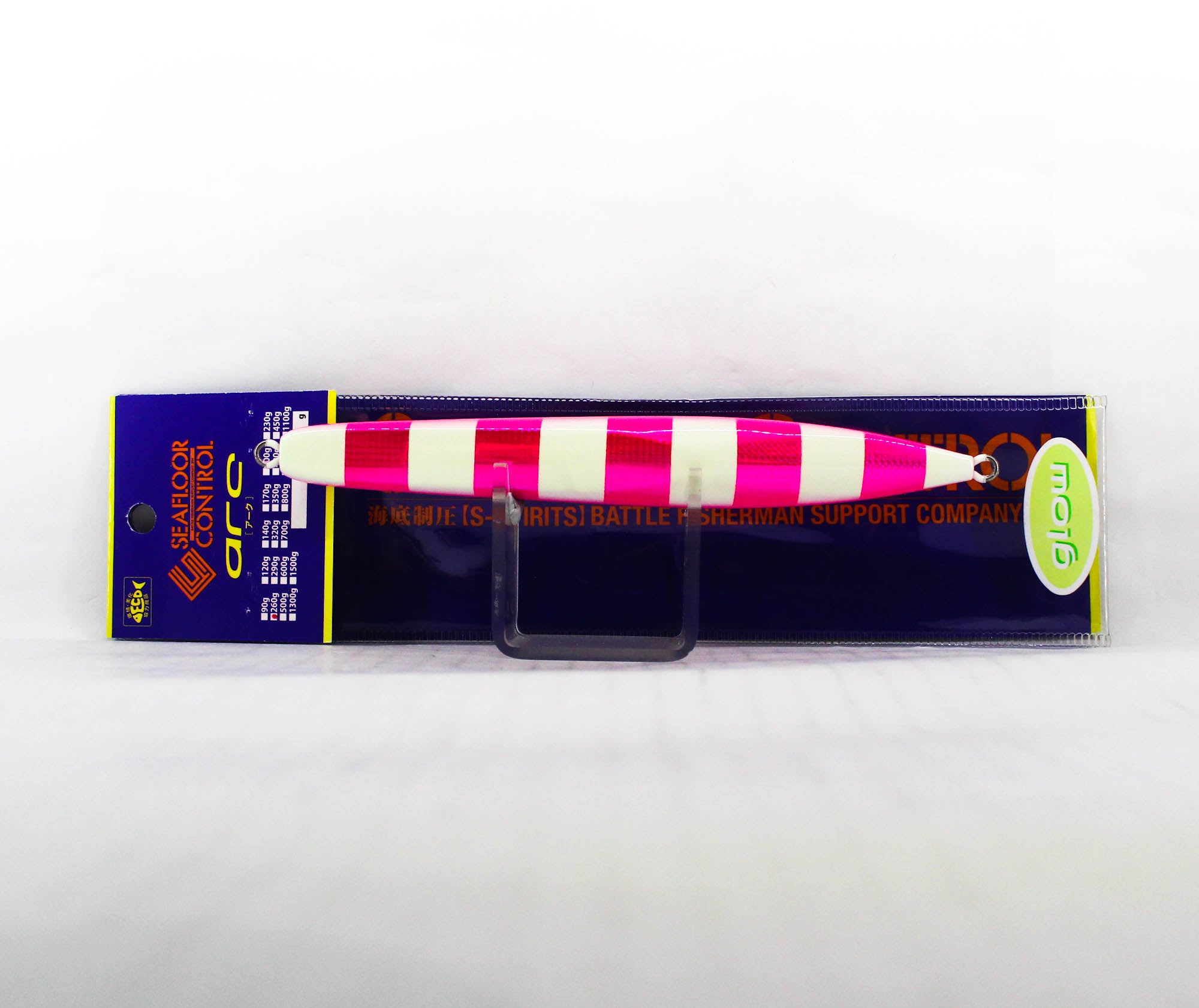 Seafloor Control Metal Jig Arc 260 grams Chart Pink Zebra Glow GR (0950)