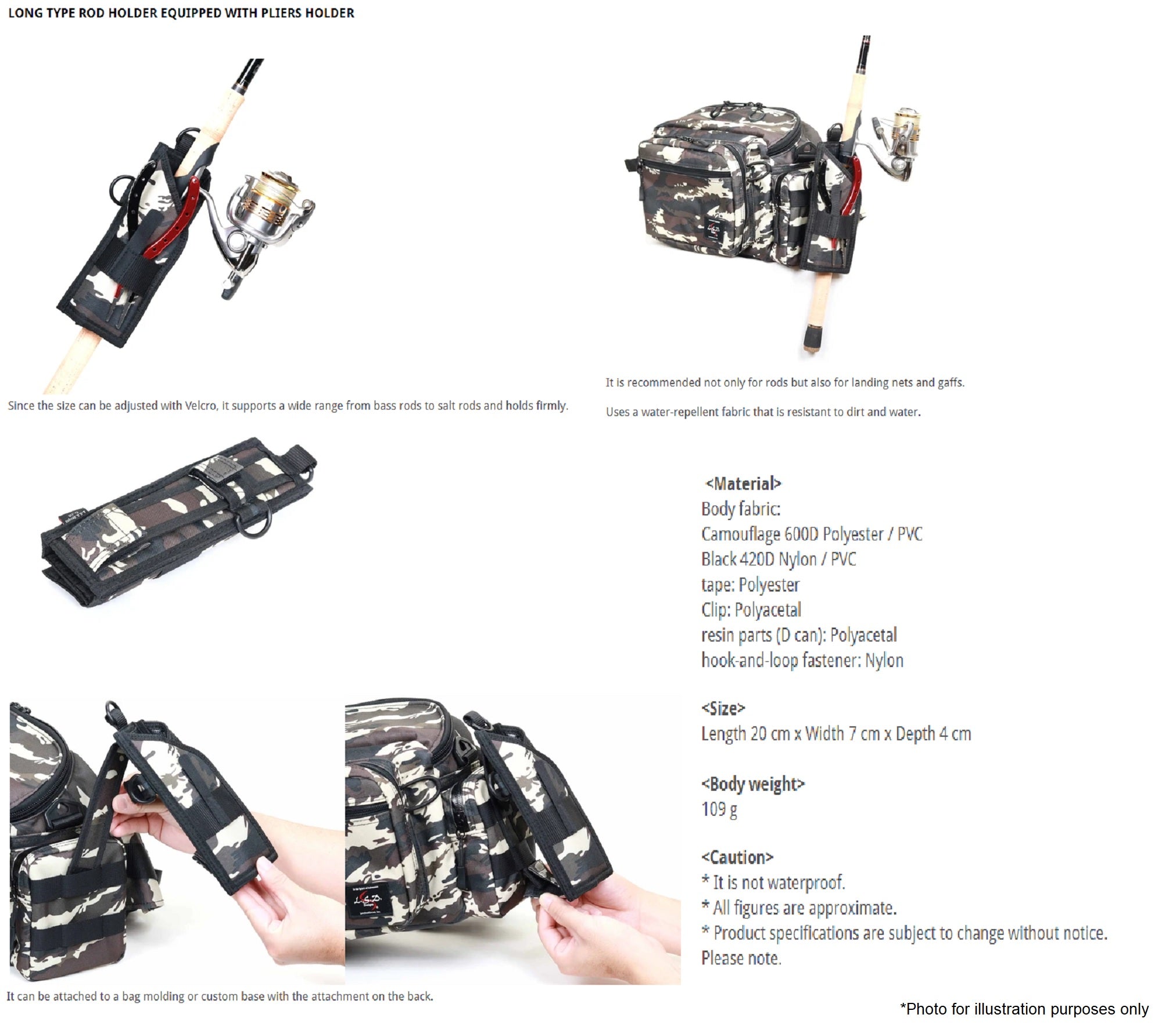 LSD Rod Holder Long Neo with Plier Holder 20 x 7 x 4 cm Camo (9408)