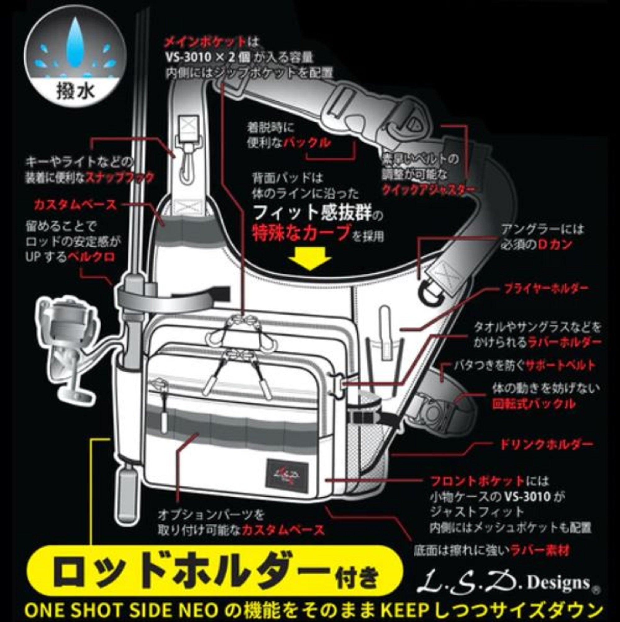 LSD One Shot Side JR Neo Bag 20 x 26 x 10 cm Cordura Black (4969)