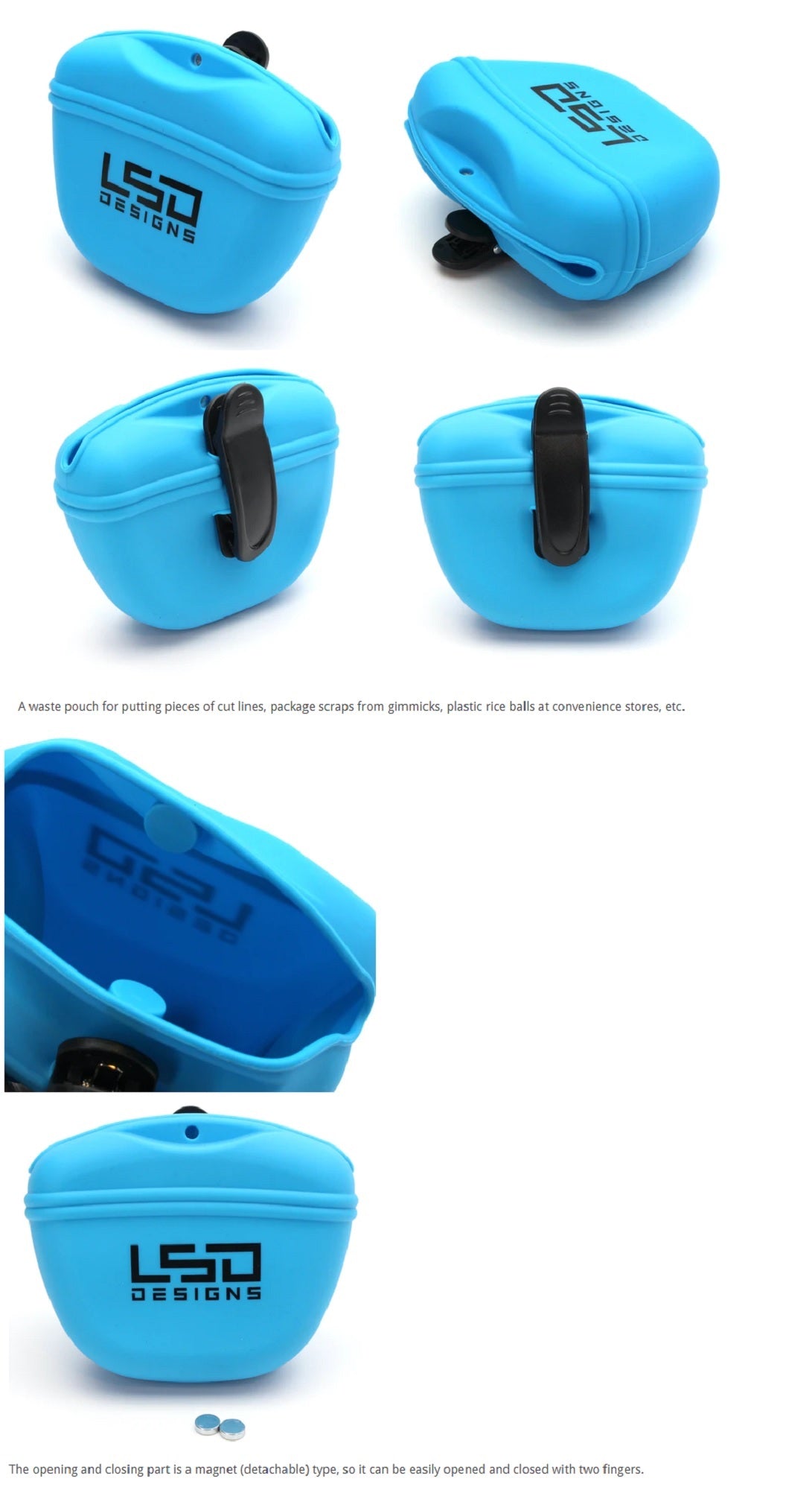 LSD Kuzu Pouch Silicon Clip on 11.5 x 13.5 cm Mat Black (9377)