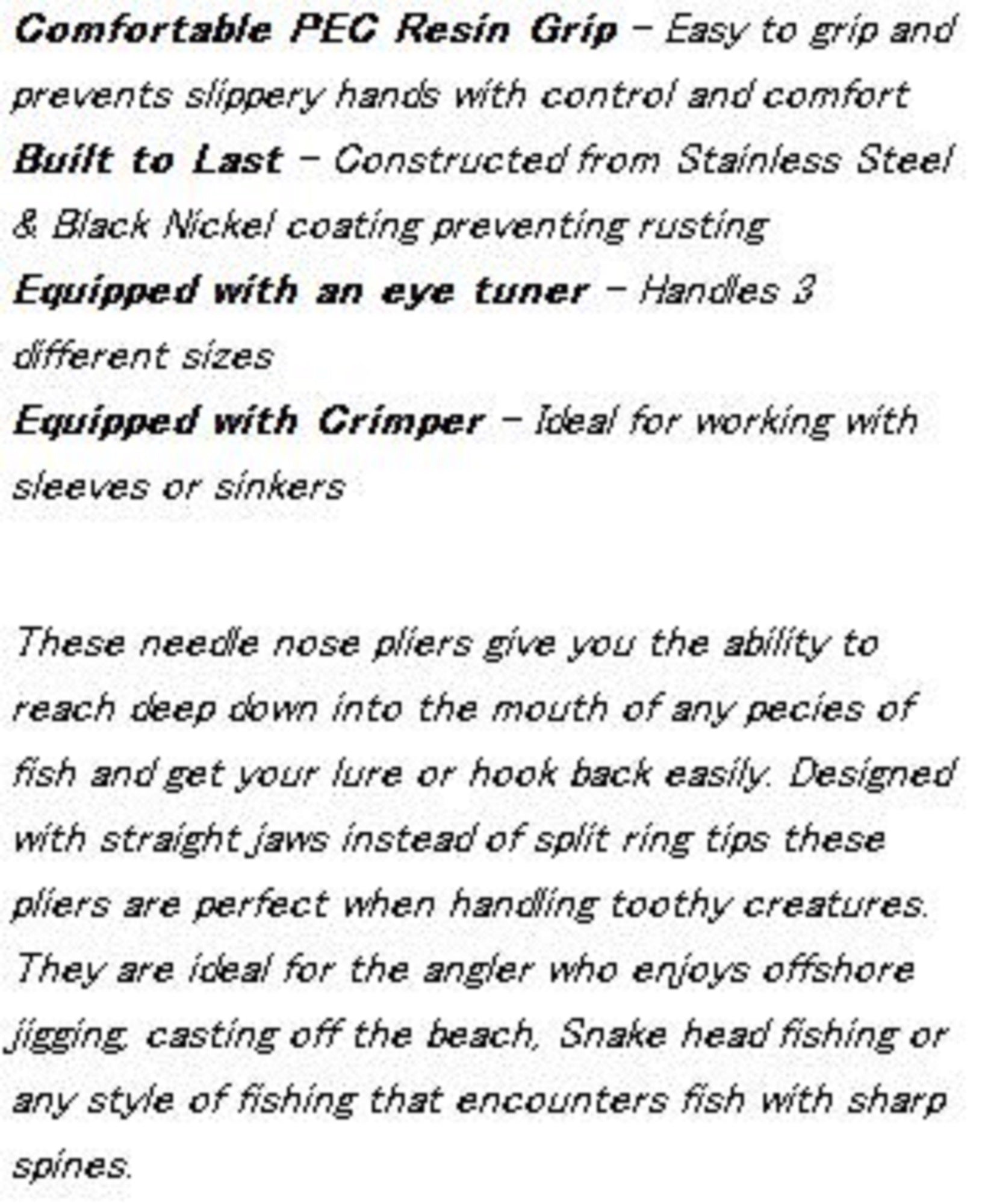 Kahara Pliers Stainless Needle Nose Straight Jaws 9 Inch (3370)