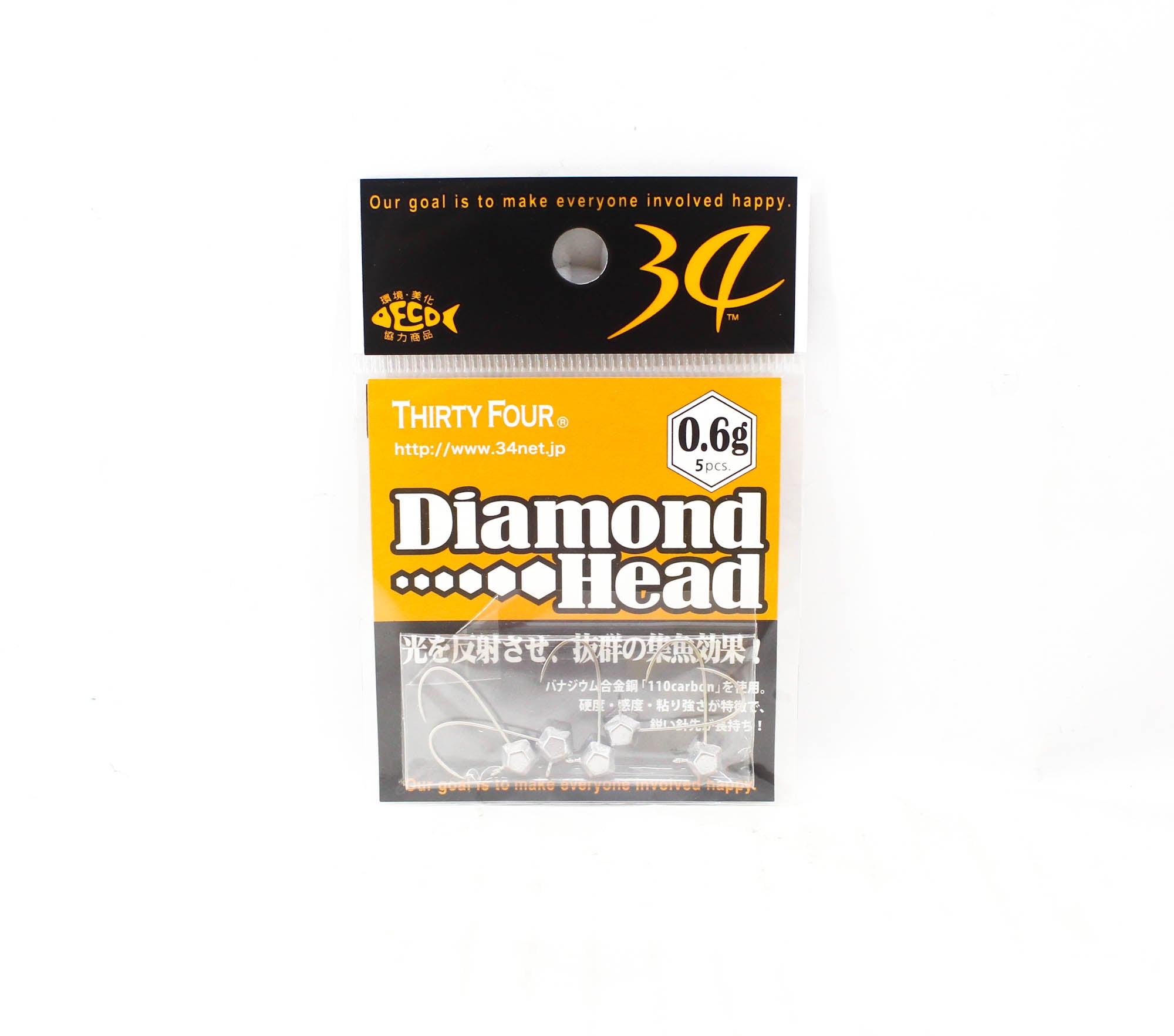 Thirty Four Jig Head Diamond Head 0.6 grams 5 per pack (2029)