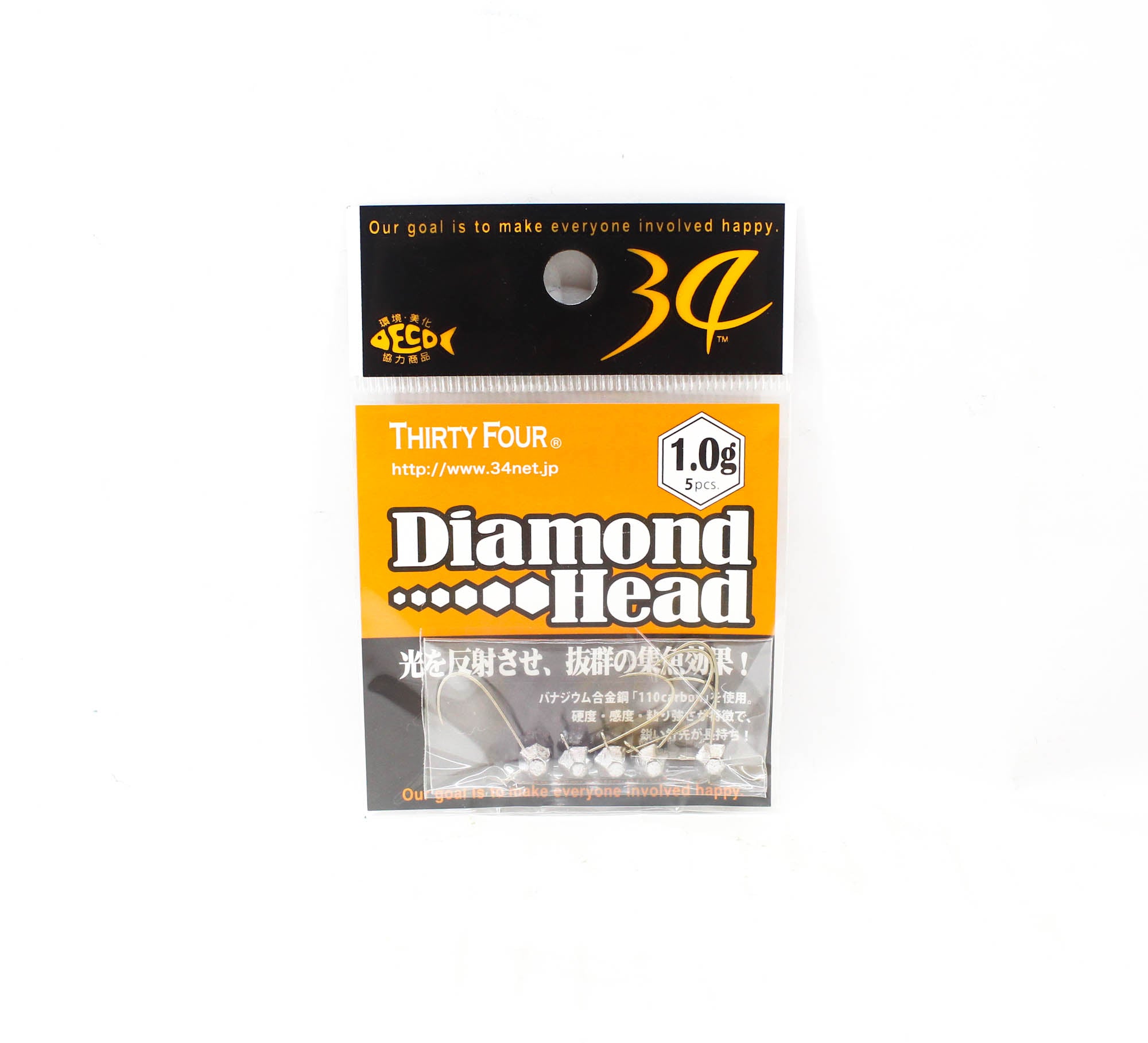 Thirty Four Jig Head Diamond Head 1.0 grams 5 per pack (2043)
