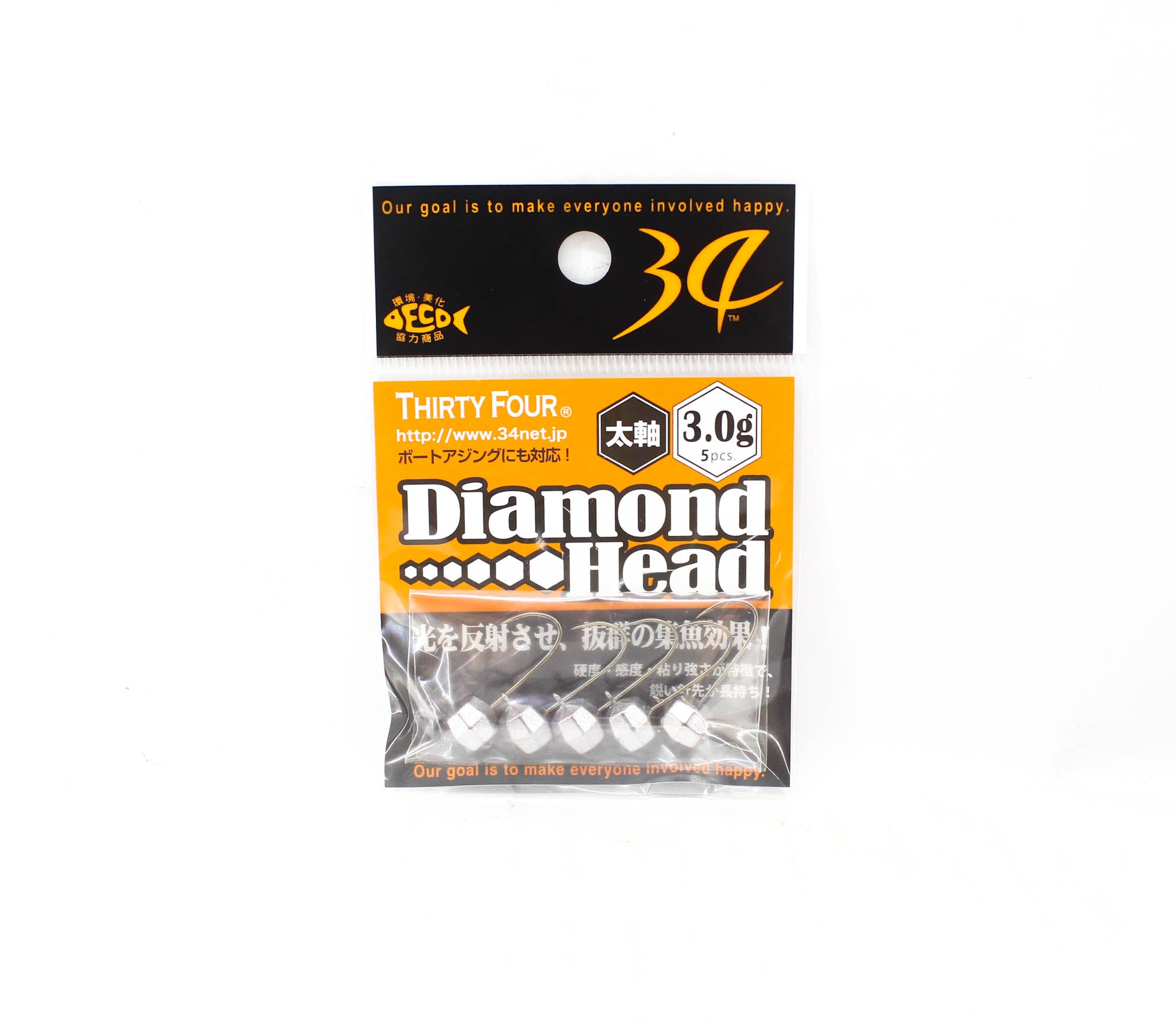 Thirty Four Jig Head Diamond Head 3.0 grams 5 per pack (2685)