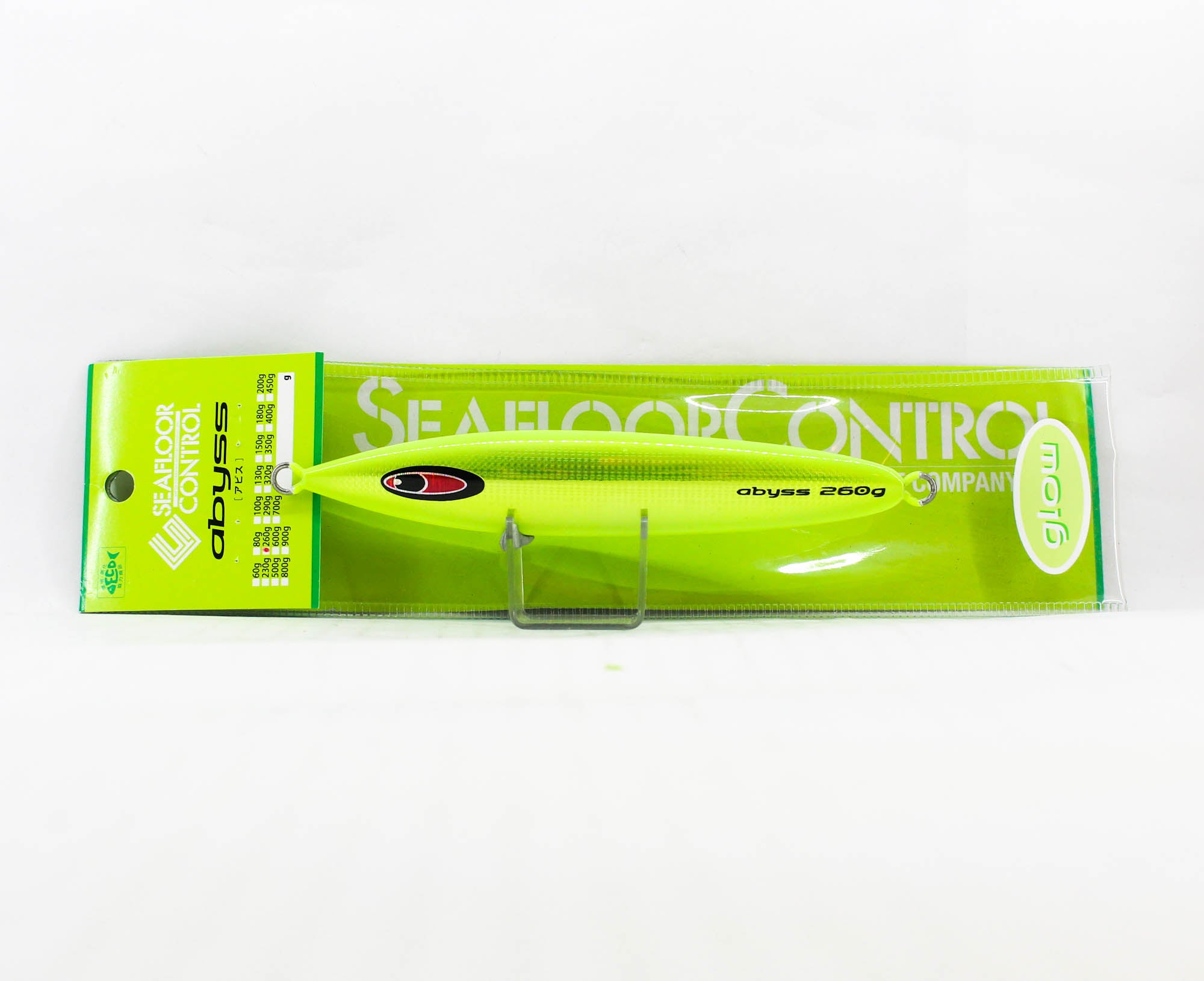 Seafloor Control Metal Jig Abyss 260 grams Chart Yellow Zebra Glow GR (8990)