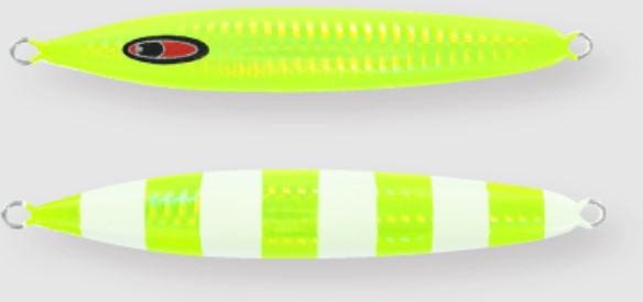 Seafloor Control Metal Jig Abyss 260 grams Chart Yellow Zebra Glow GR (8990)