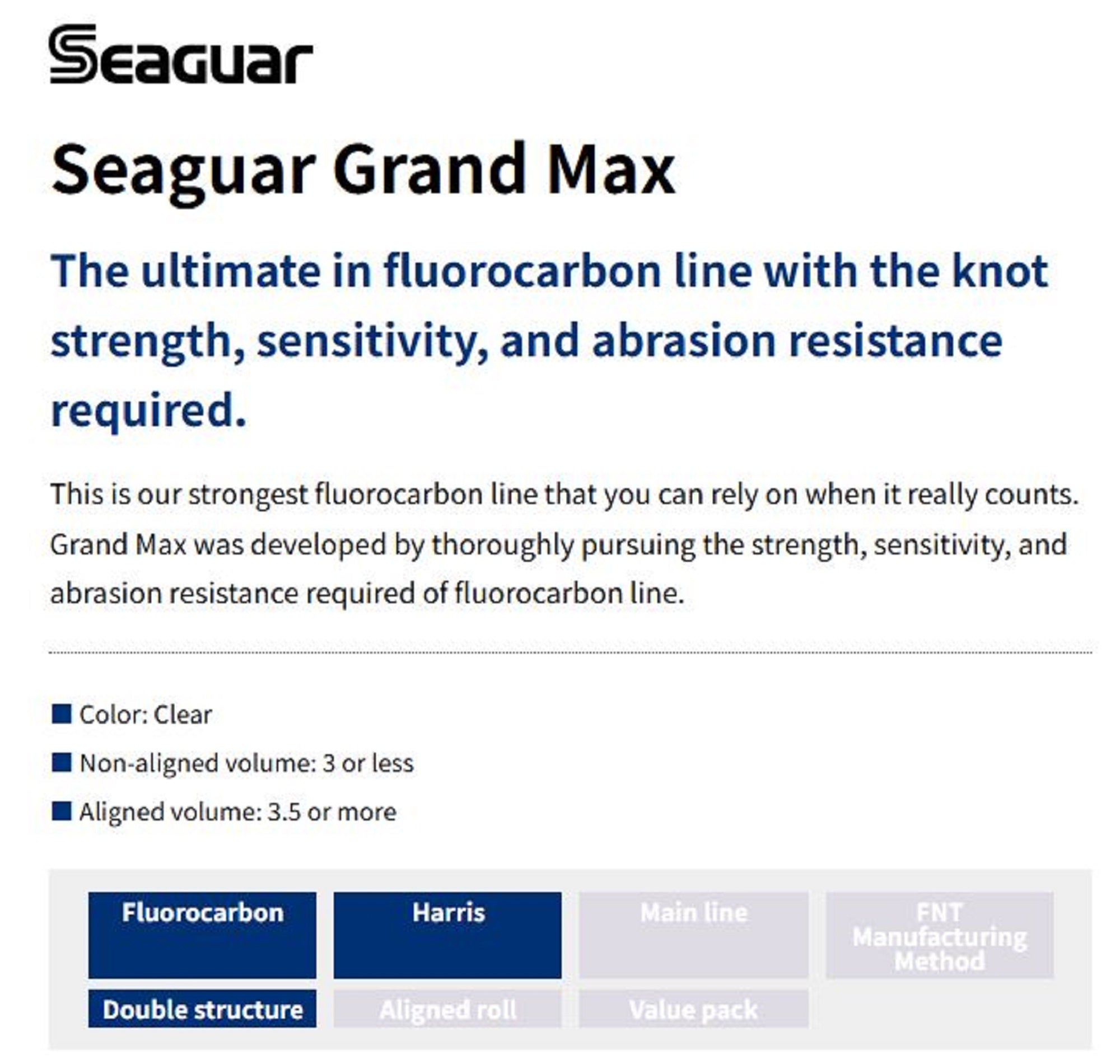 Seaguar Fluorocarbon Grand Max Shock Leader 20m 10-44.5lb-0.52mm (2649)