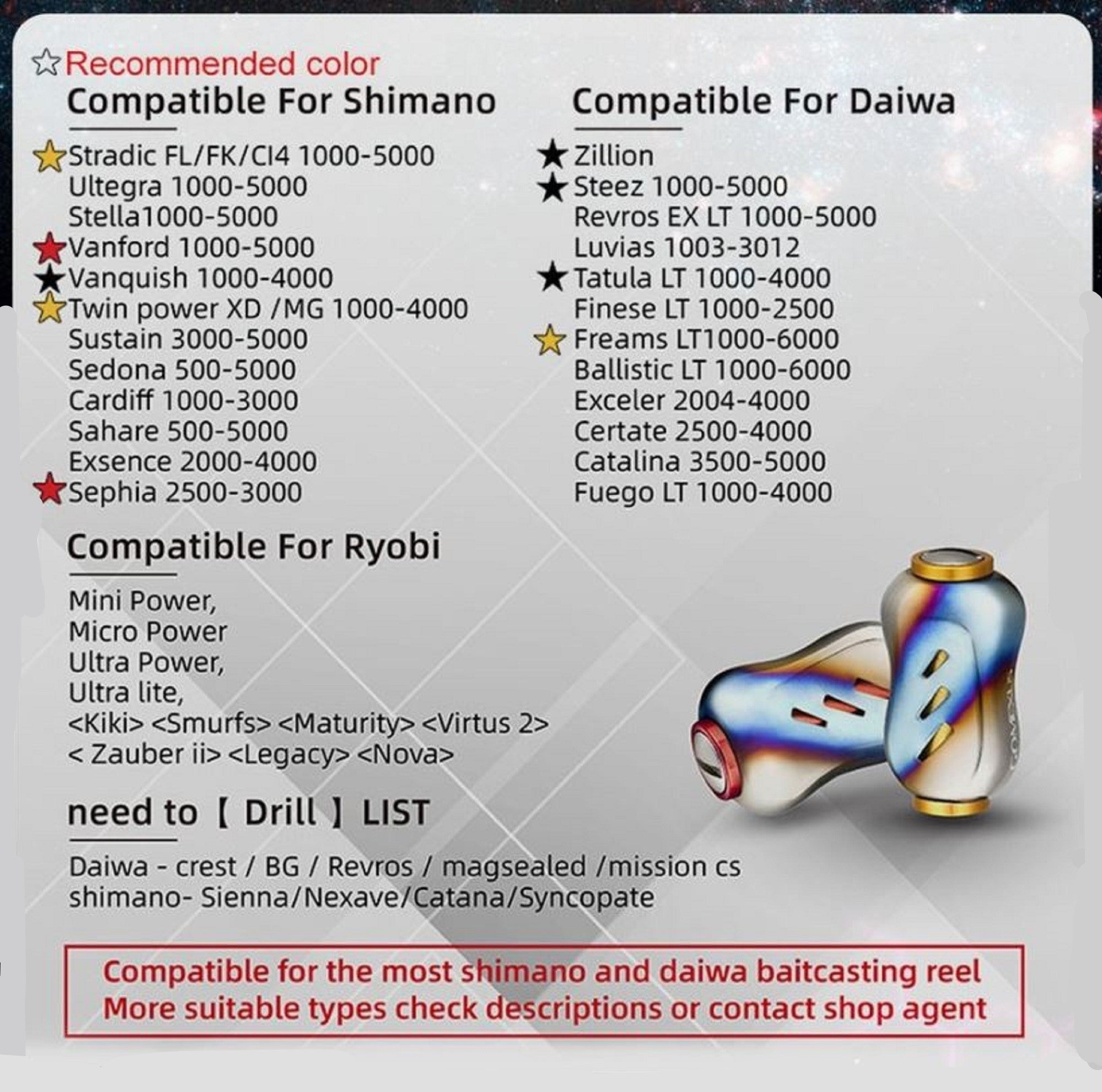 Gomexus T22SGDX Knob Titanium Flame Gold 22mm Shimano A , Daiwa S (1304)