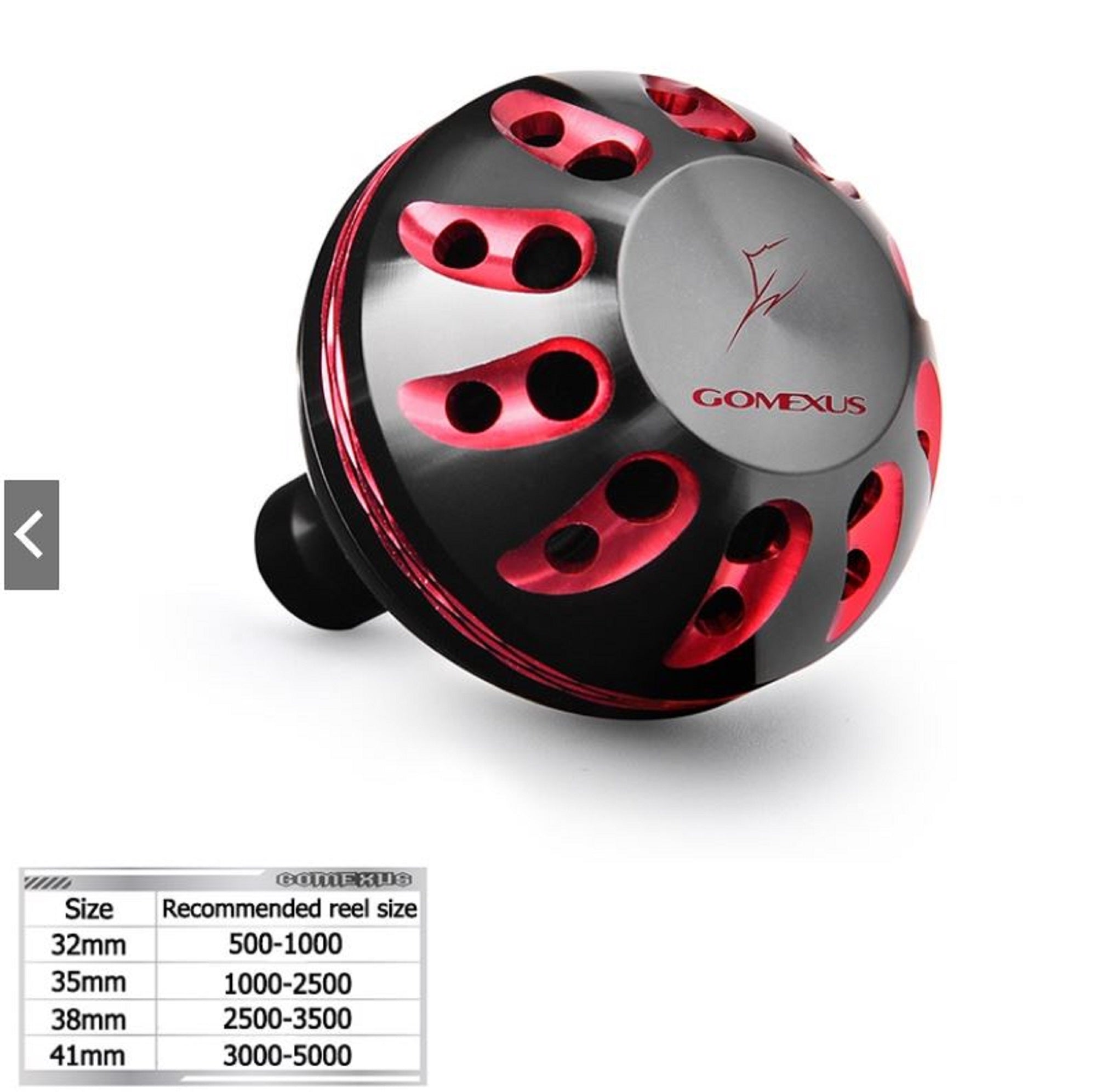 Gomexus K35BKBKRD-G Knob Alu Black Red 35mm Shimano A , Daiwa S (1397)