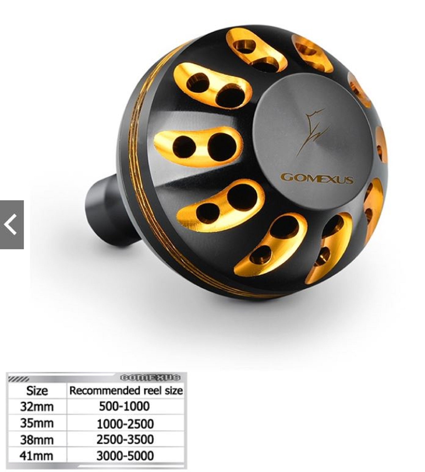 Gomexus A38BKBKGD-G Knob Alu Black Gold 38mm Shimano A , Daiwa S (1434)