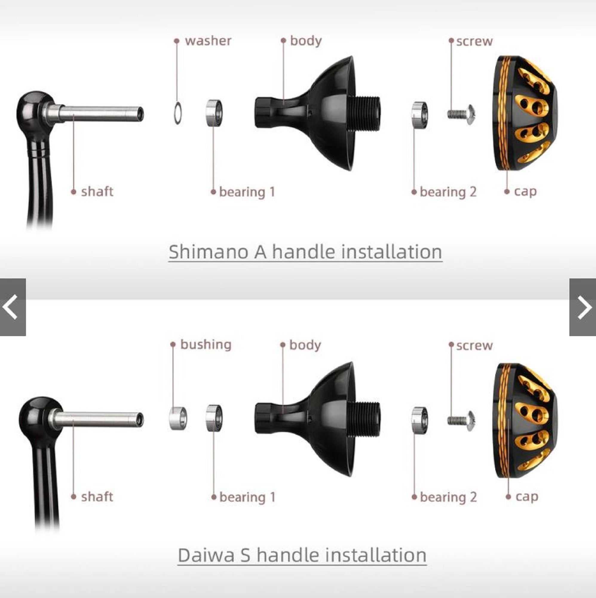 Gomexus A38BKBKGD-G Knob Alu Black Gold 38mm Shimano A , Daiwa S (1434)