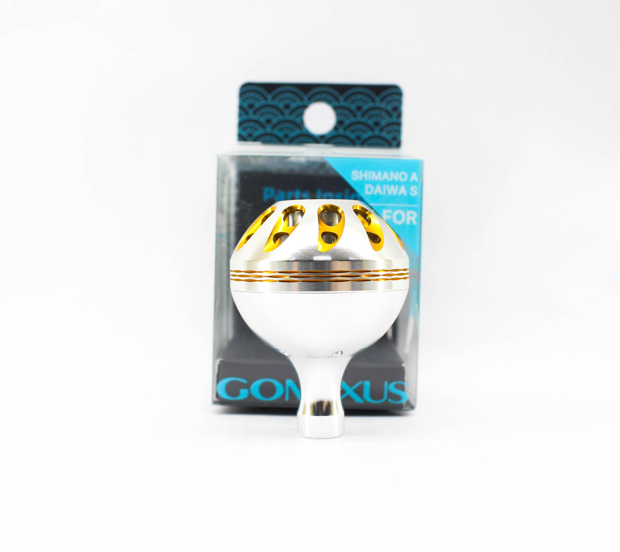 Gomexus K35SRSRGD-G Knob Alu Silver Gold 35mm Shimano A , Daiwa S (1632)