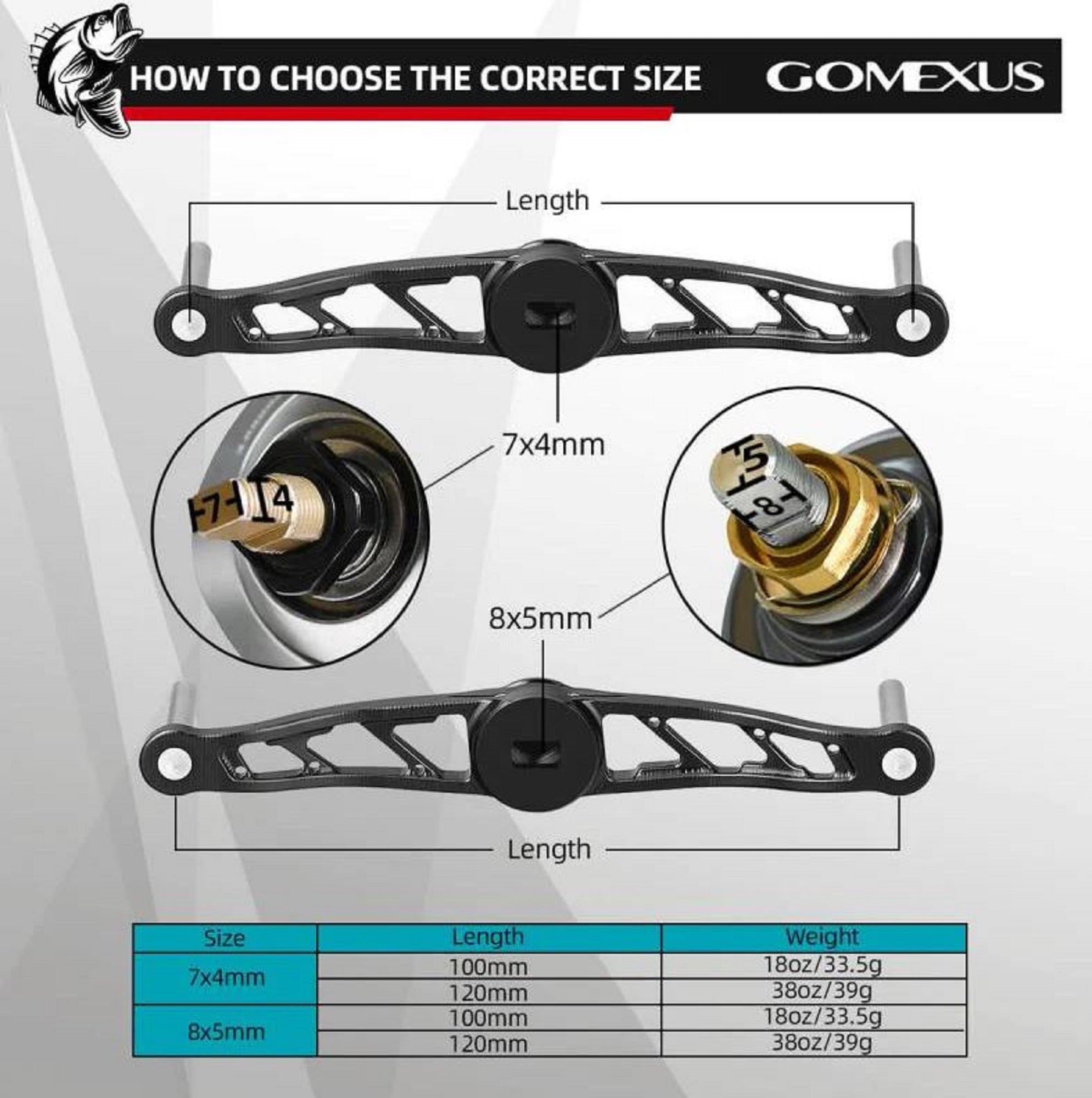 Gomexus BS100H27BKBK1 Handle Alu Black 100mm 7x4mm Shimano (1656)