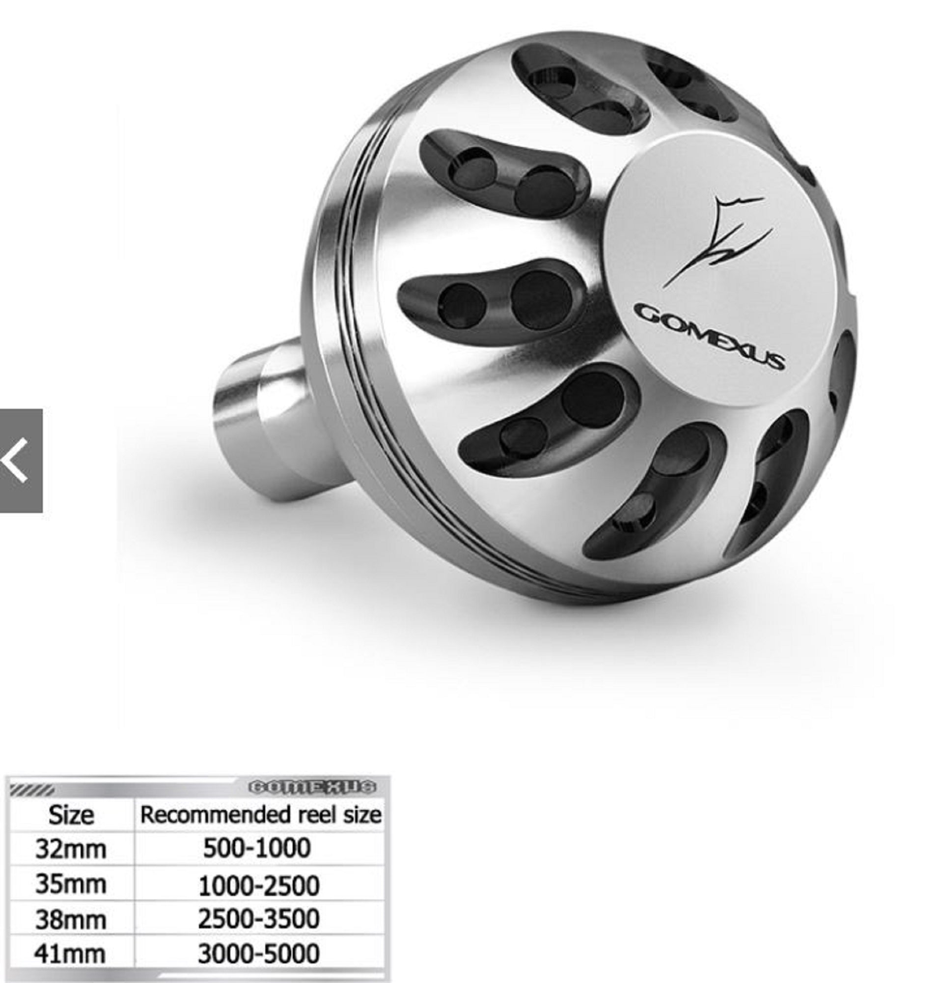 Gomexus A38SRSRBK-G Knob Alu Silver Black 38mm Shimano A , Daiwa S (1717)
