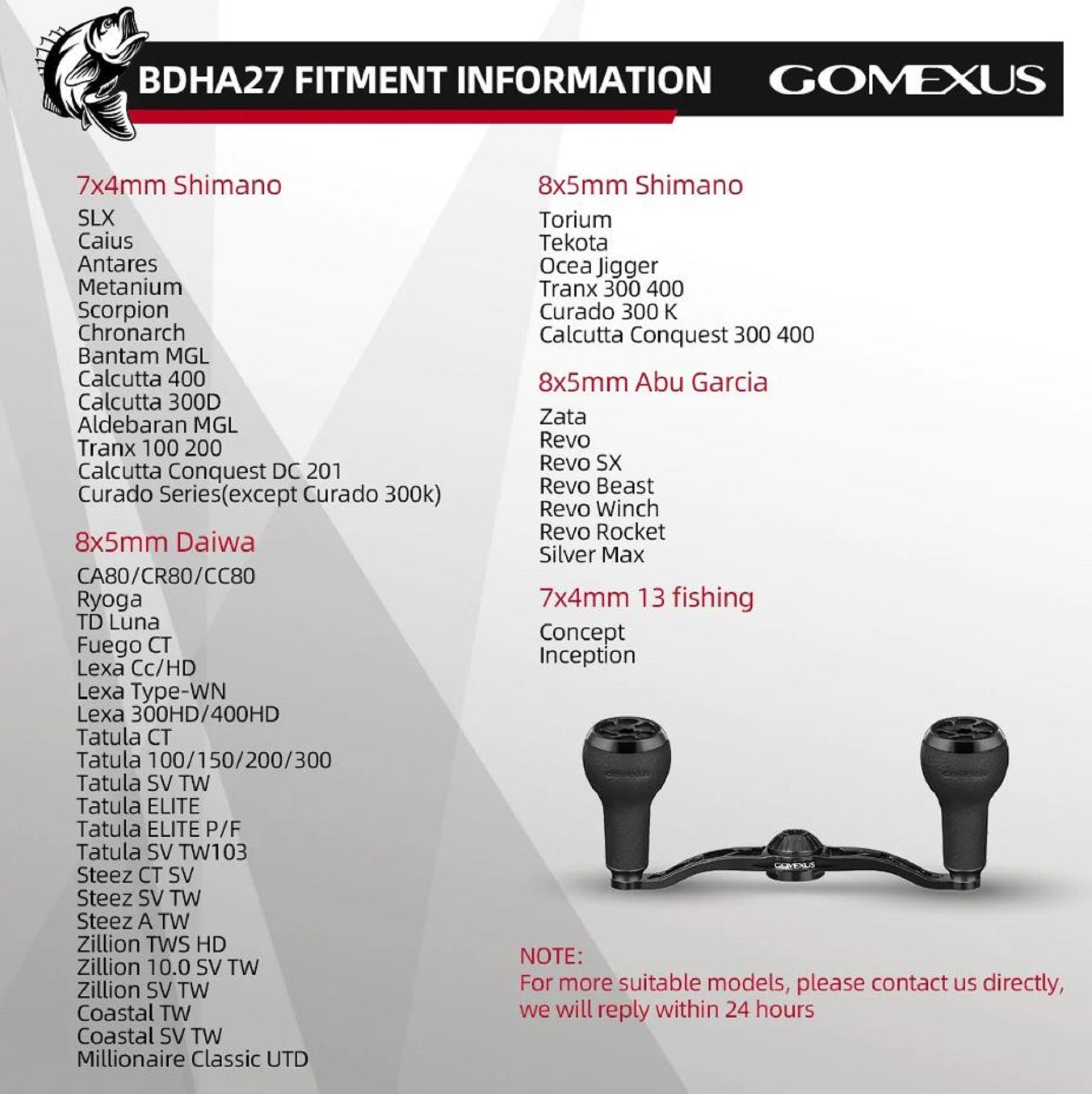 Gomexus BD100H27BKBK1 Handle Alu Black 100mm 8x5mm Shimano Daiwa (1724)